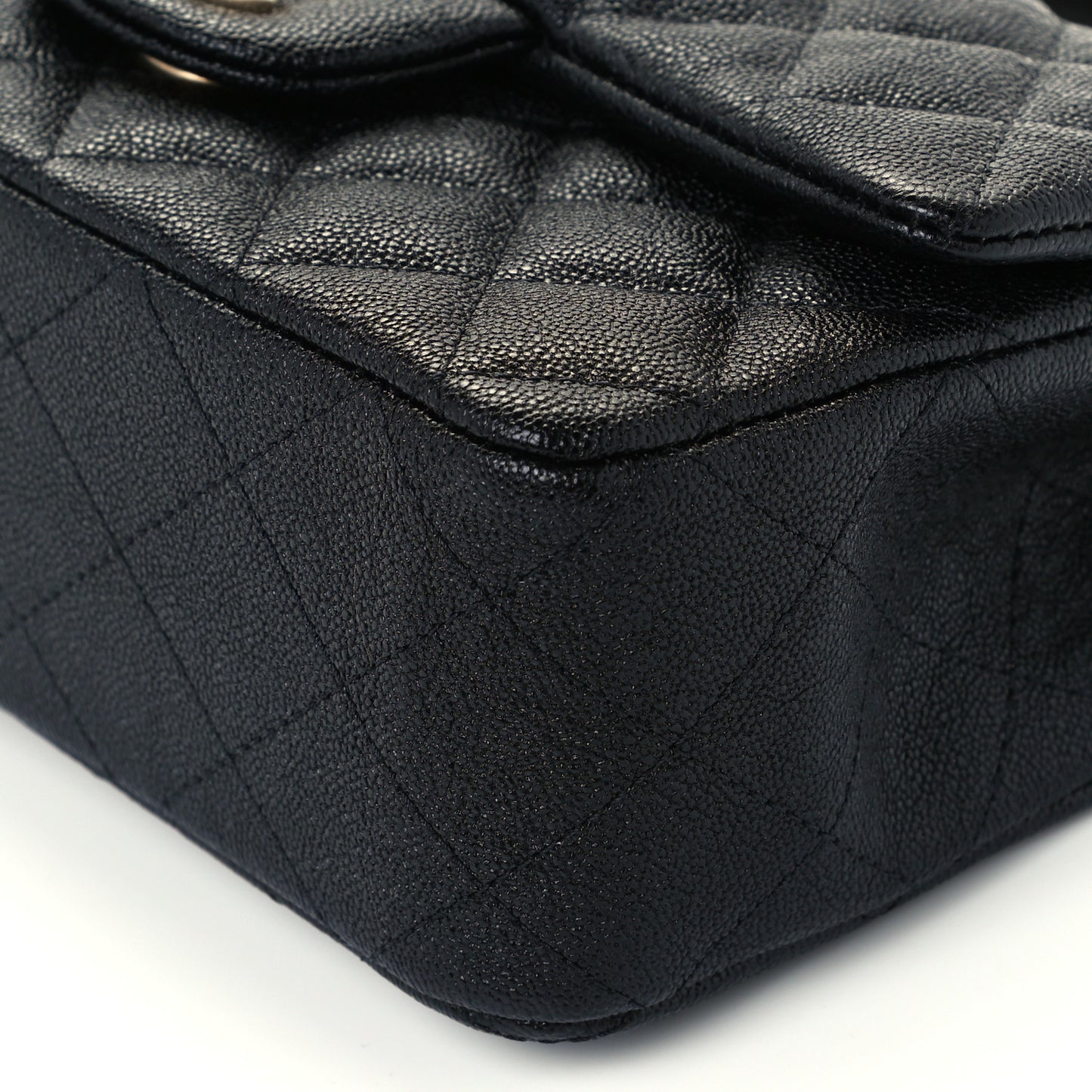 Caviar Quilted Mini Top Handle Rectangular Flap Black