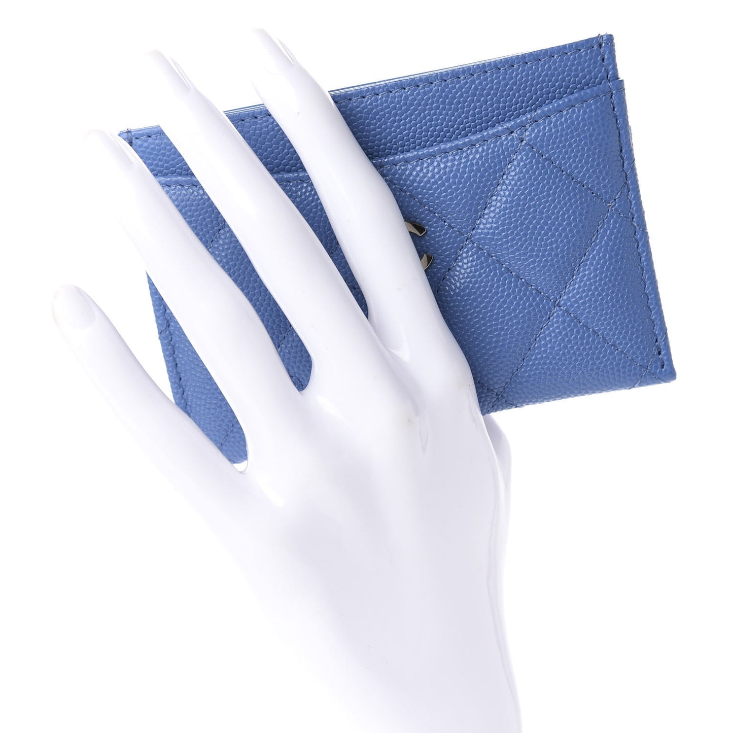 Caviar Quilted Card Holder Blue