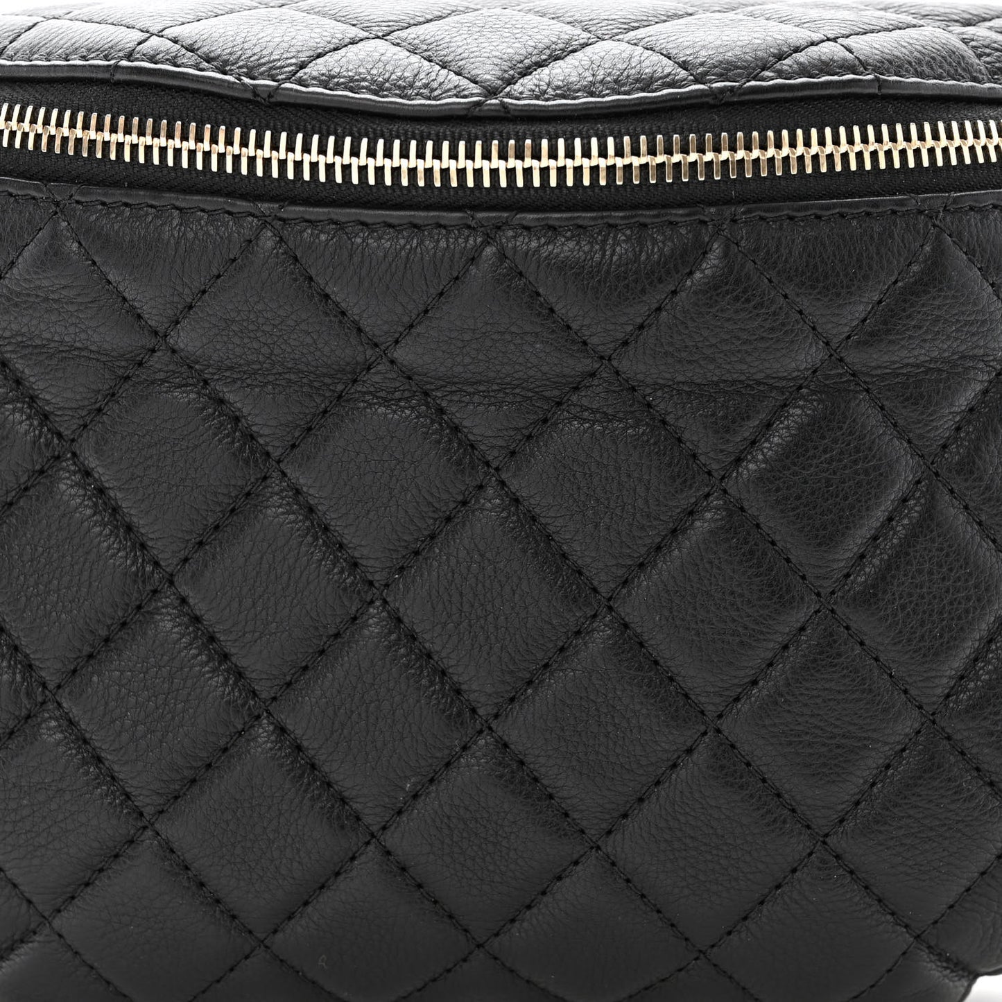 Calfskin Quilted Banane Waist Bag Fanny Pack Black