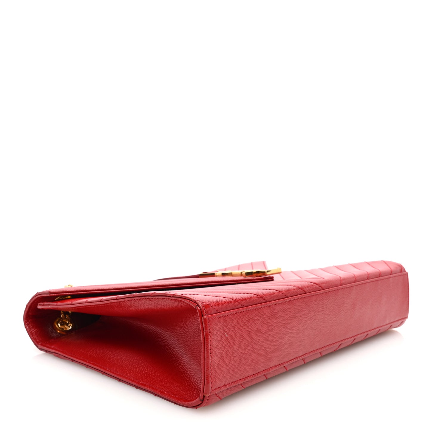 Grain De Poudre Matelasse Chevron Large Monogram Satchel Lipstick Red