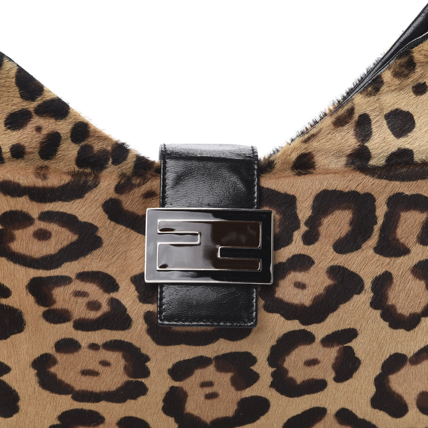 Fendi Calf Hair Leopard Print Shoulder Bag Brown Black 11 of 11