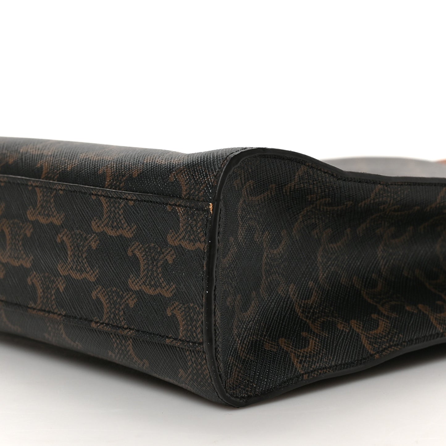 Triomphe Canvas Calfskin Small Vertical Cabas Tan