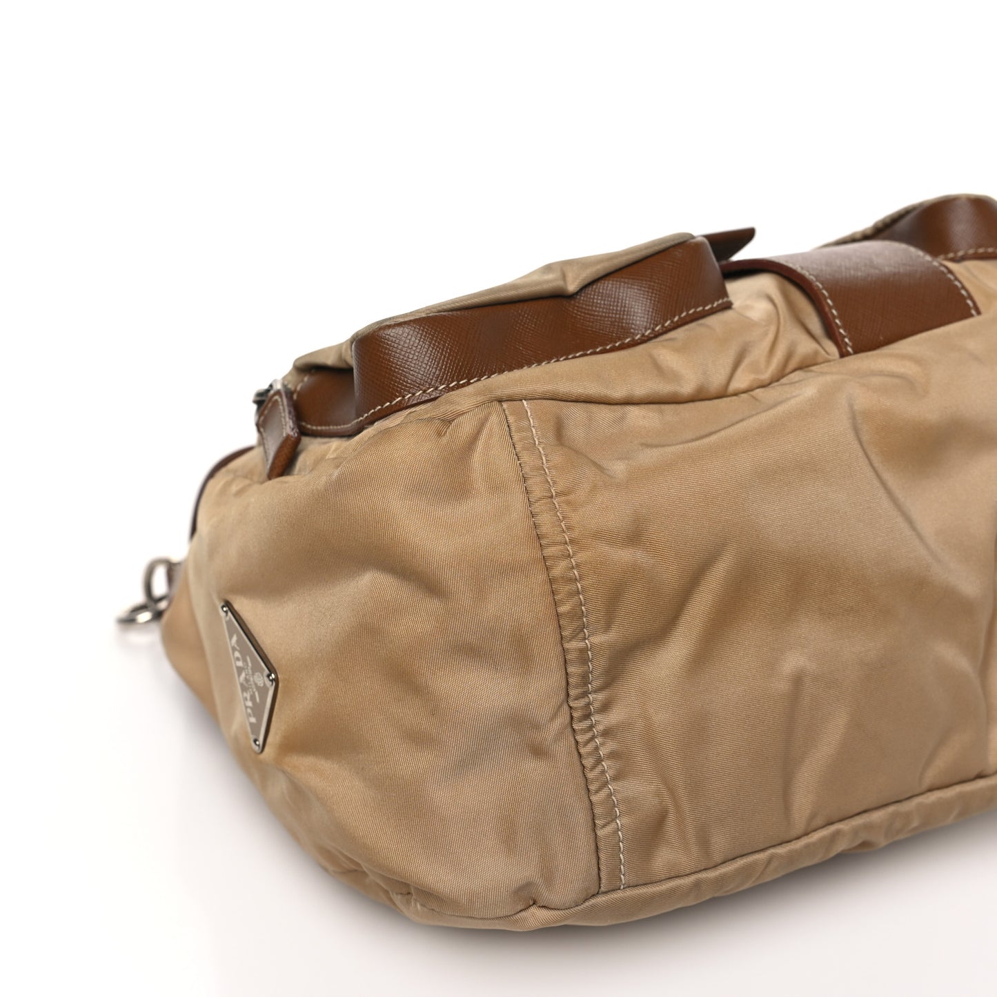 Tessuto Nylon Messenger Bag Beige