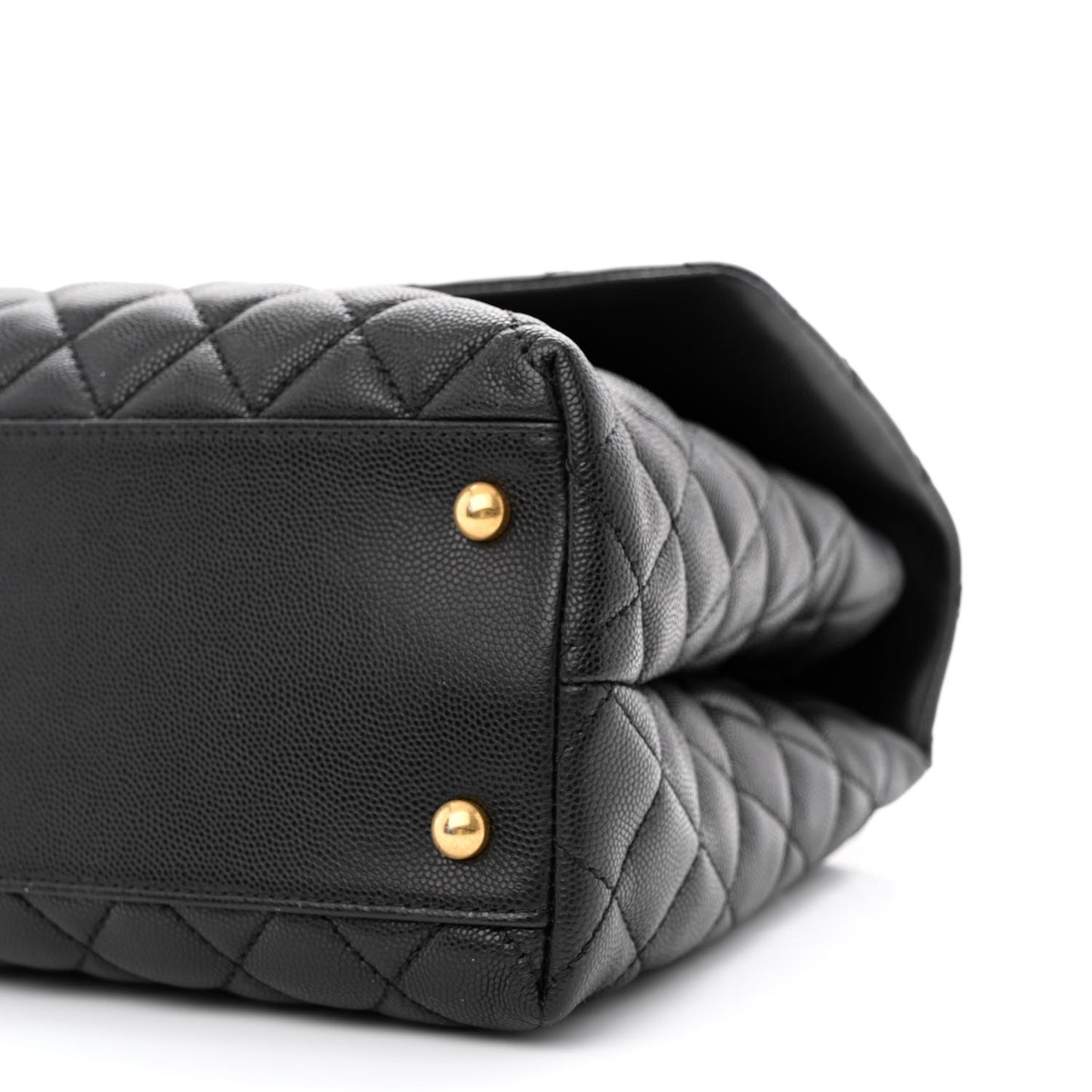 Caviar Lizard Quilted Medium Coco Handle Flap Black