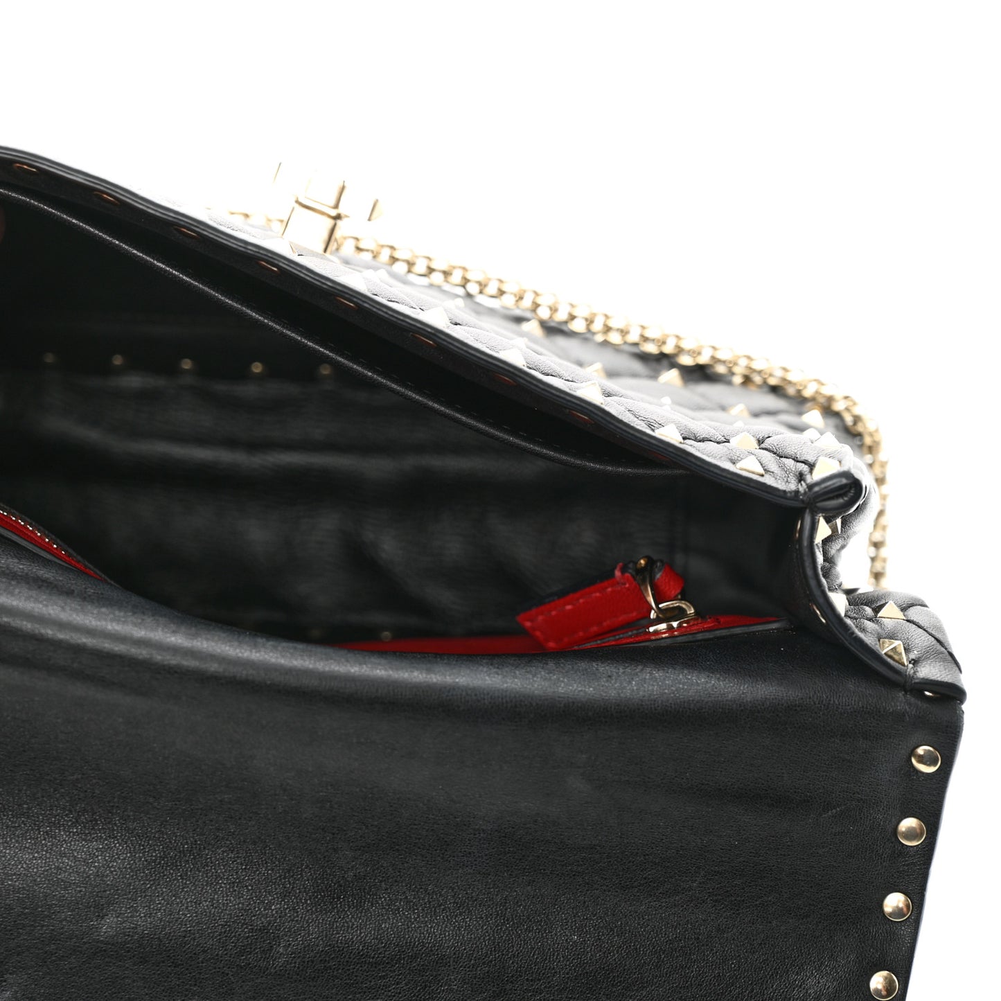 Lambskin Medium Rockstud Spike Shoulder Bag Black