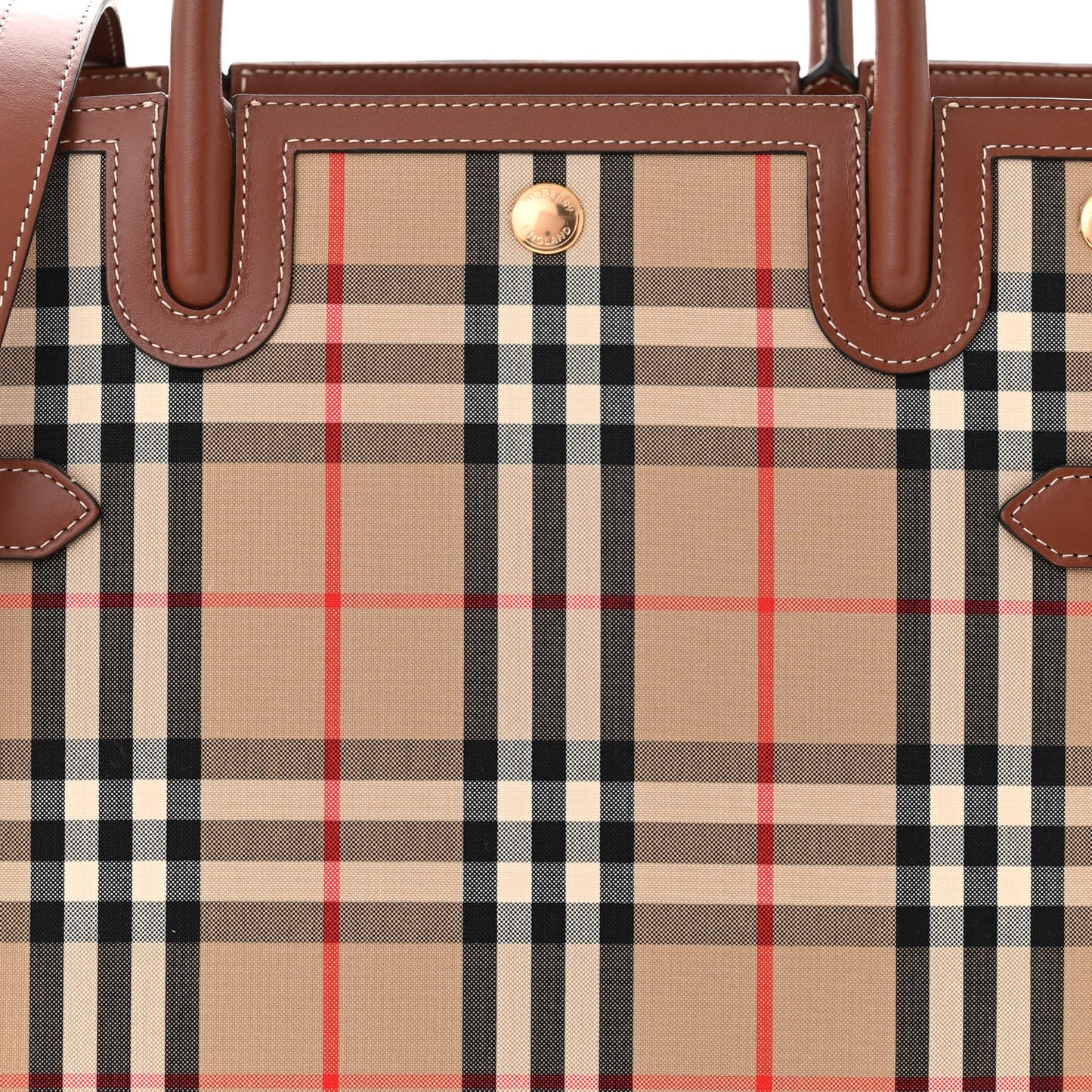 Calfskin Vintage Check Two Handle Title Bag Archive Beige