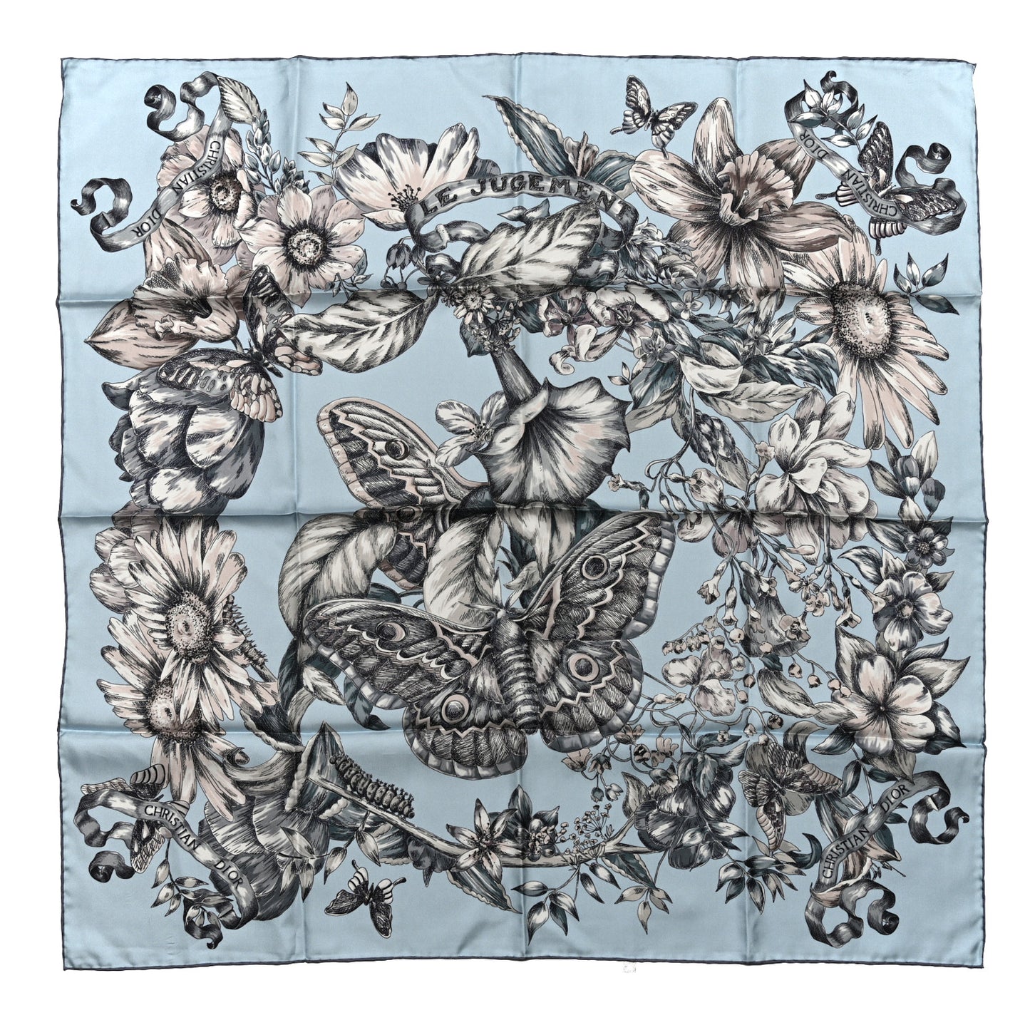 Silk Le Jugement Square Scarf Blue