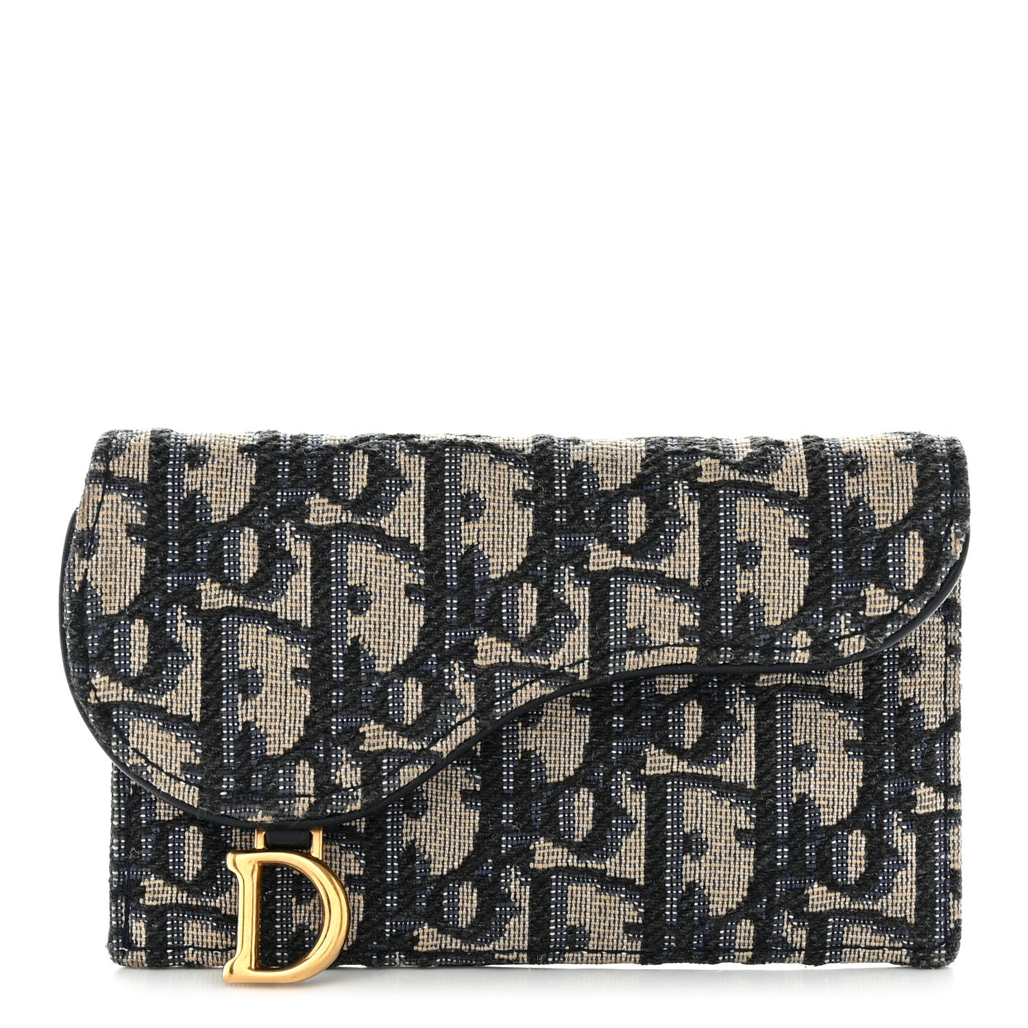Christian Dior Oblique Saddle Cosmos Zipped Card Holder Blue 1 of 8