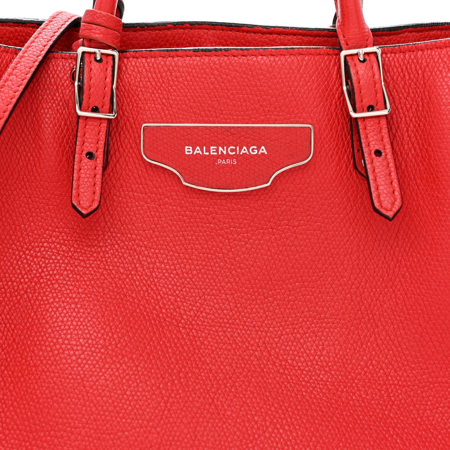 Balenciaga Grained Calfskin Plate Hardware Papier A6 Zip Around Tote Rouge Houx 8 of 18
