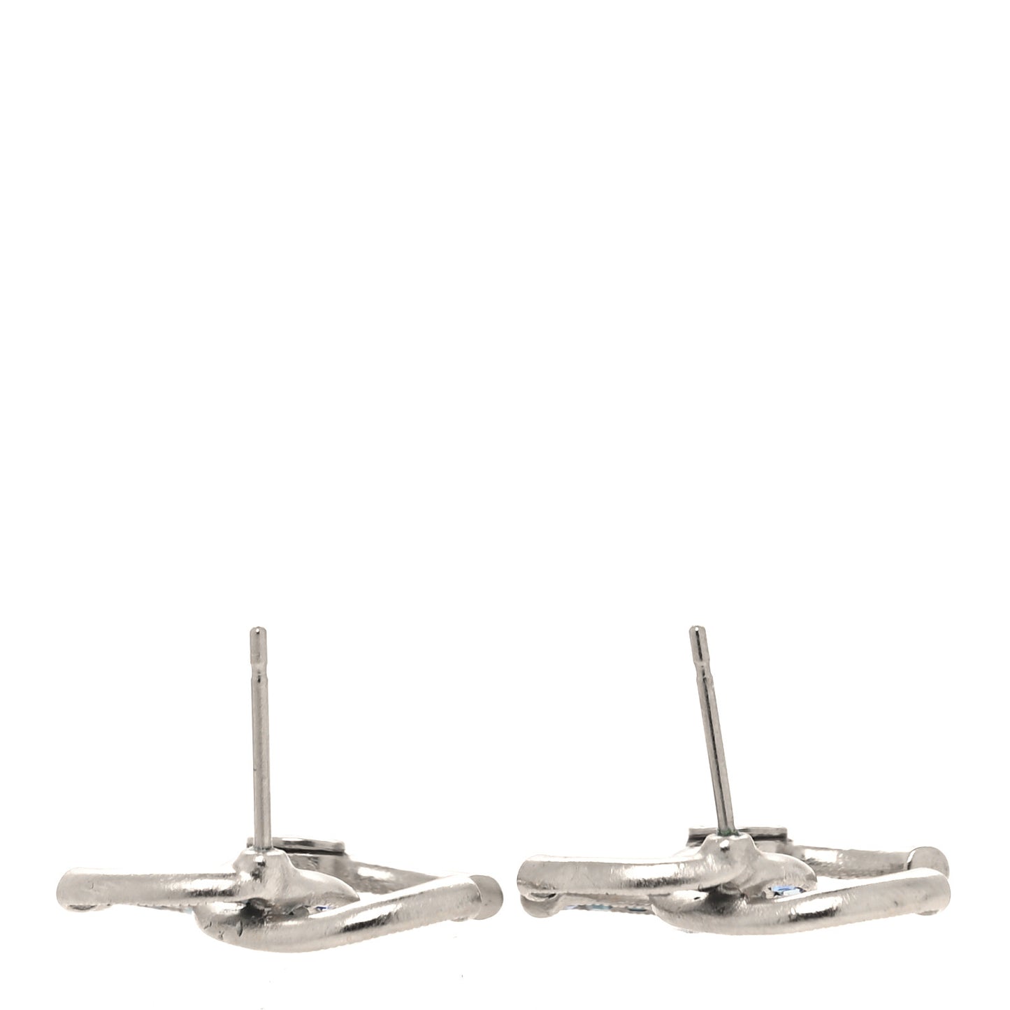 Crystal Baguette CC Earrings Silver Blue