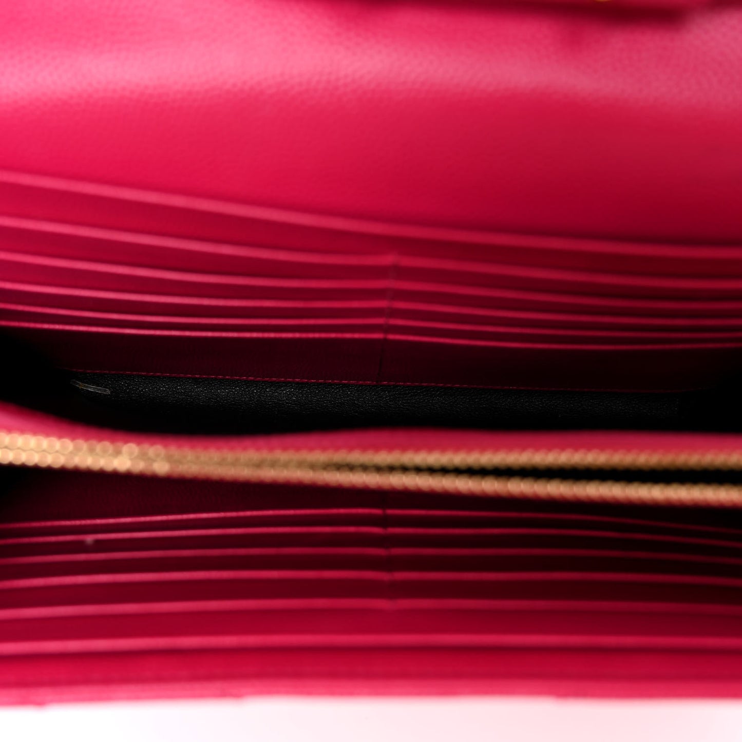 Grain De Poudre Matelasse Chevron Monogram Chain Wallet Lipstick Fuchsia
