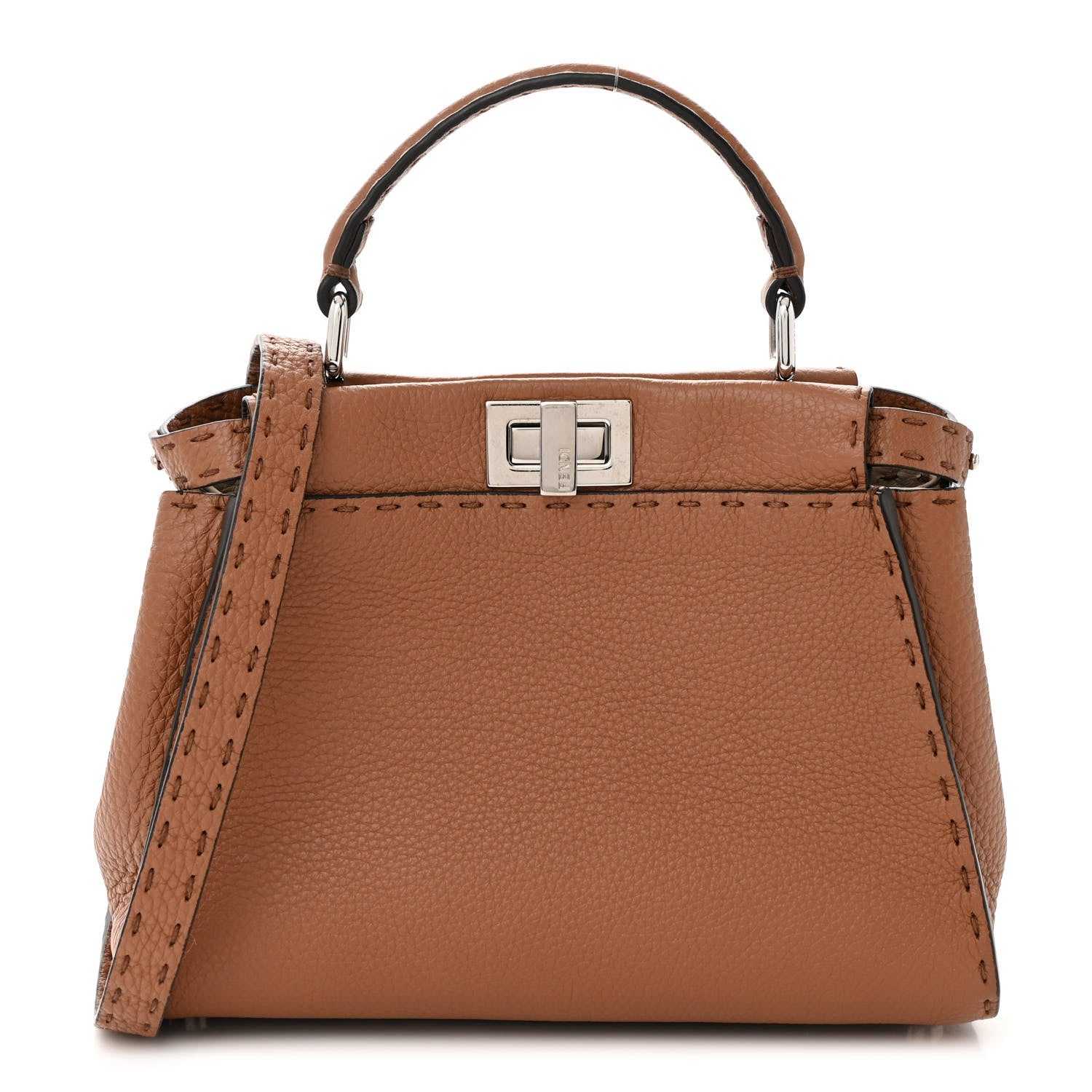 Fendi Cuoio Romano Selleria Bi-Color Mini Peekaboo Iconic Satchel Mou Milk 1 of 12