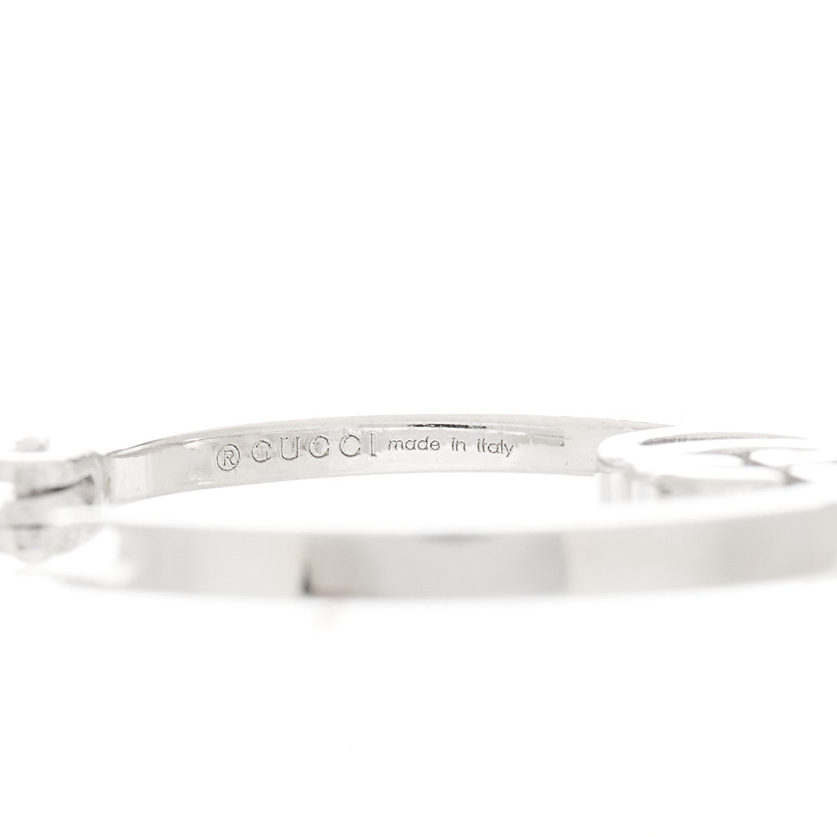 18K White Gold Diamond Running GG Inside Out Hoop Earrings