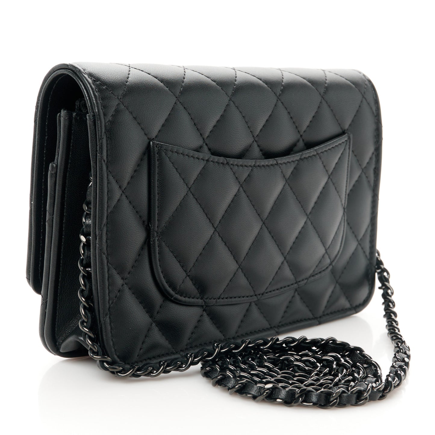 Lambskin Quilted Wallet On Chain WOC So Black