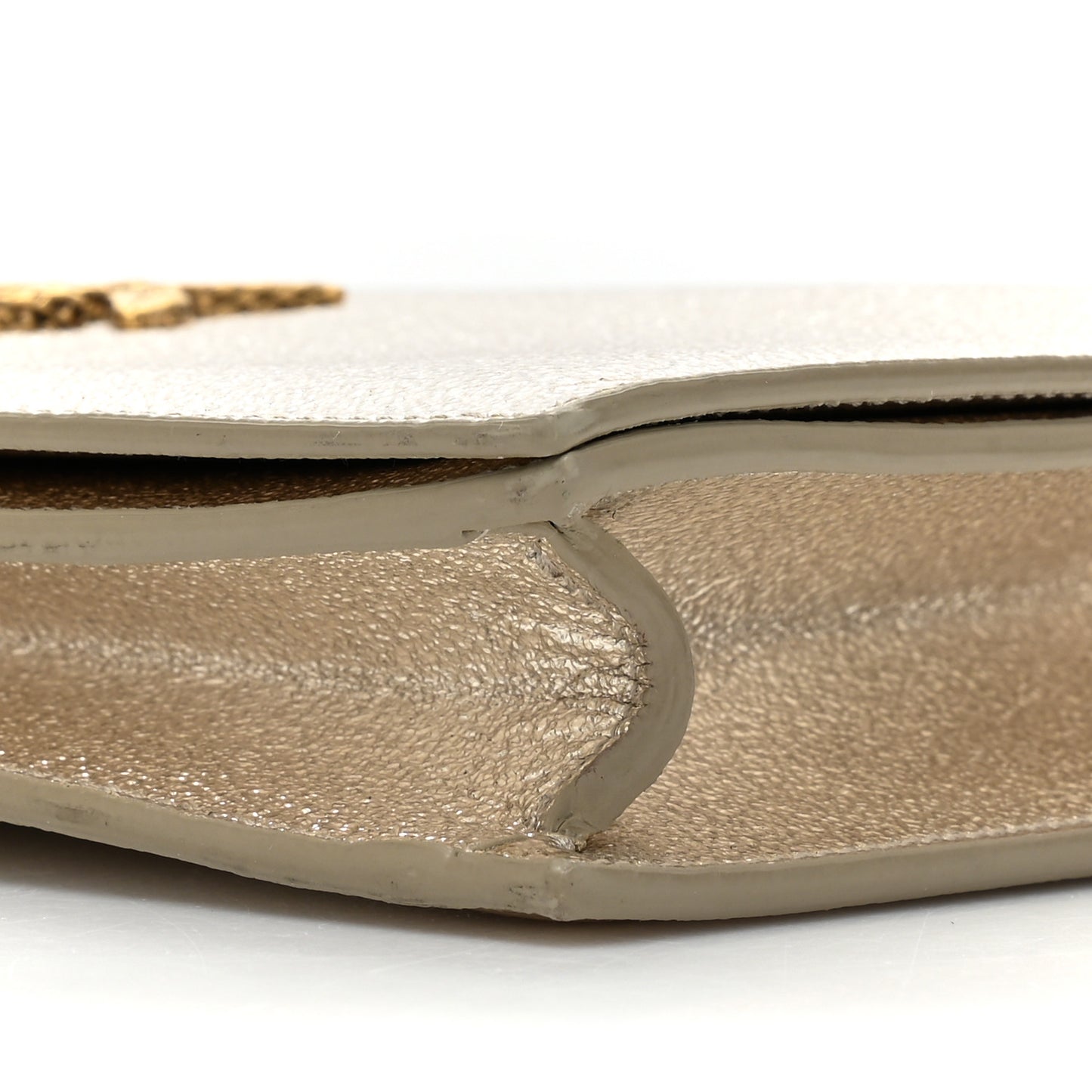 Metallic Calfskin Medium Serpent Clutch Gold