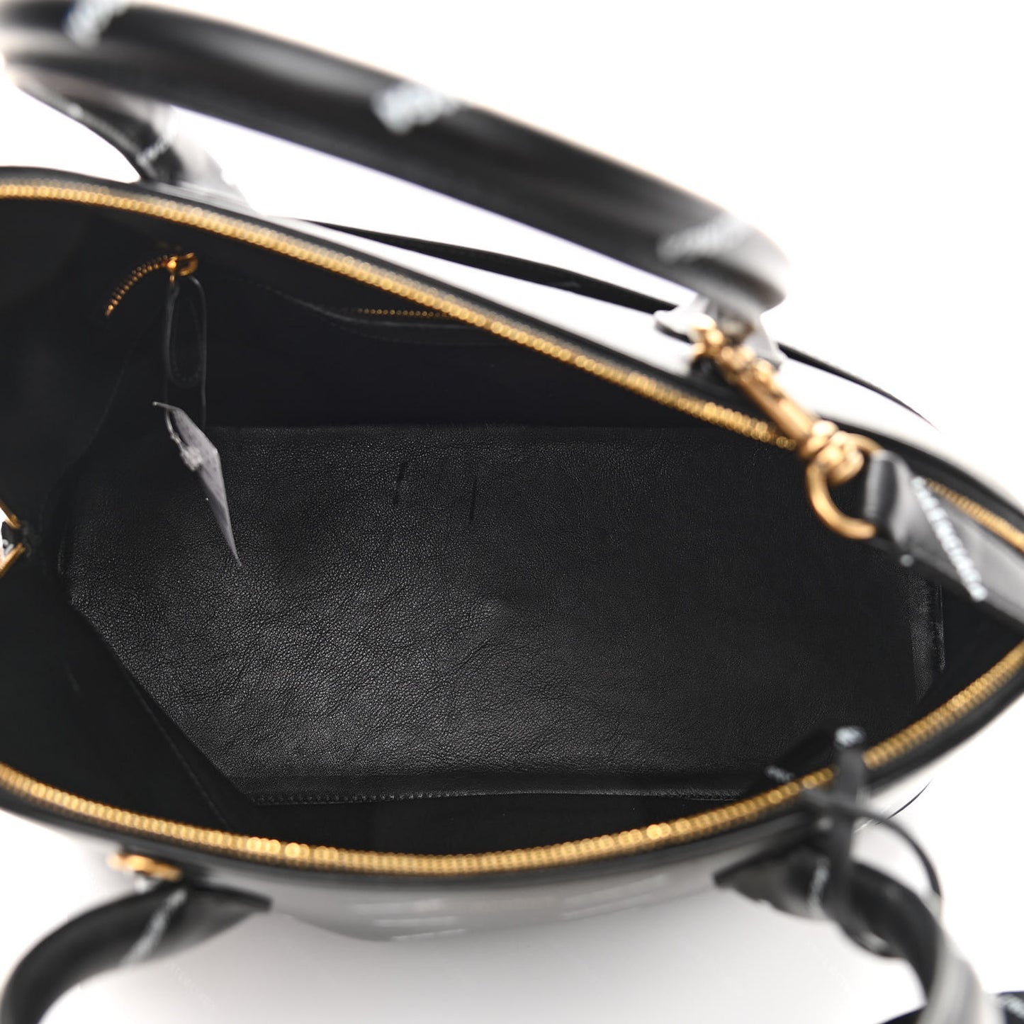 Calfskin Allover Logo M Ville Top Handle Bag Black