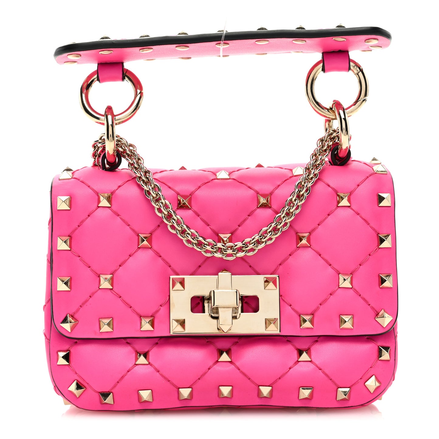 Calfskin Micro Rockstud Spike Shoulder Bag Azalea
