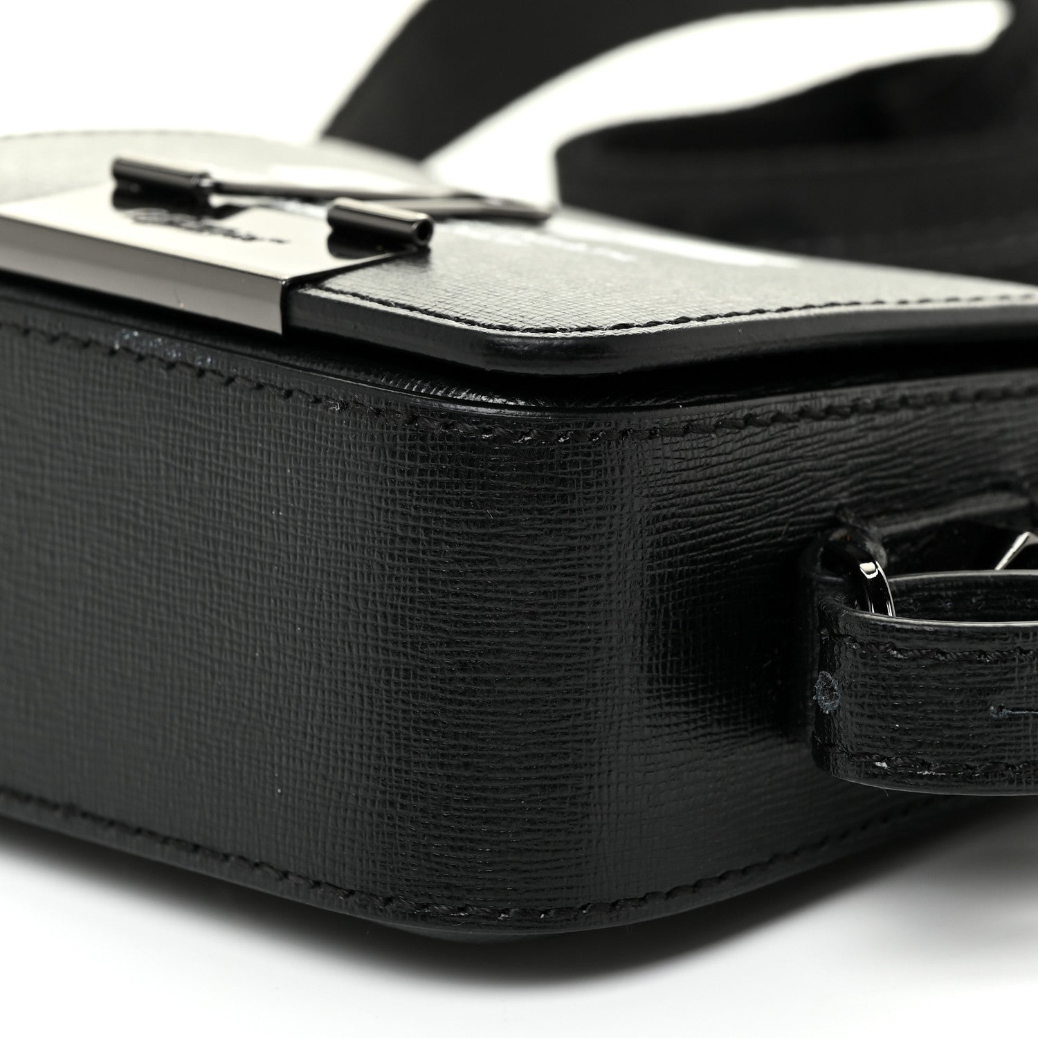 Off-White Saffiano Logo Baby Flap Bag Black White 6 of 14