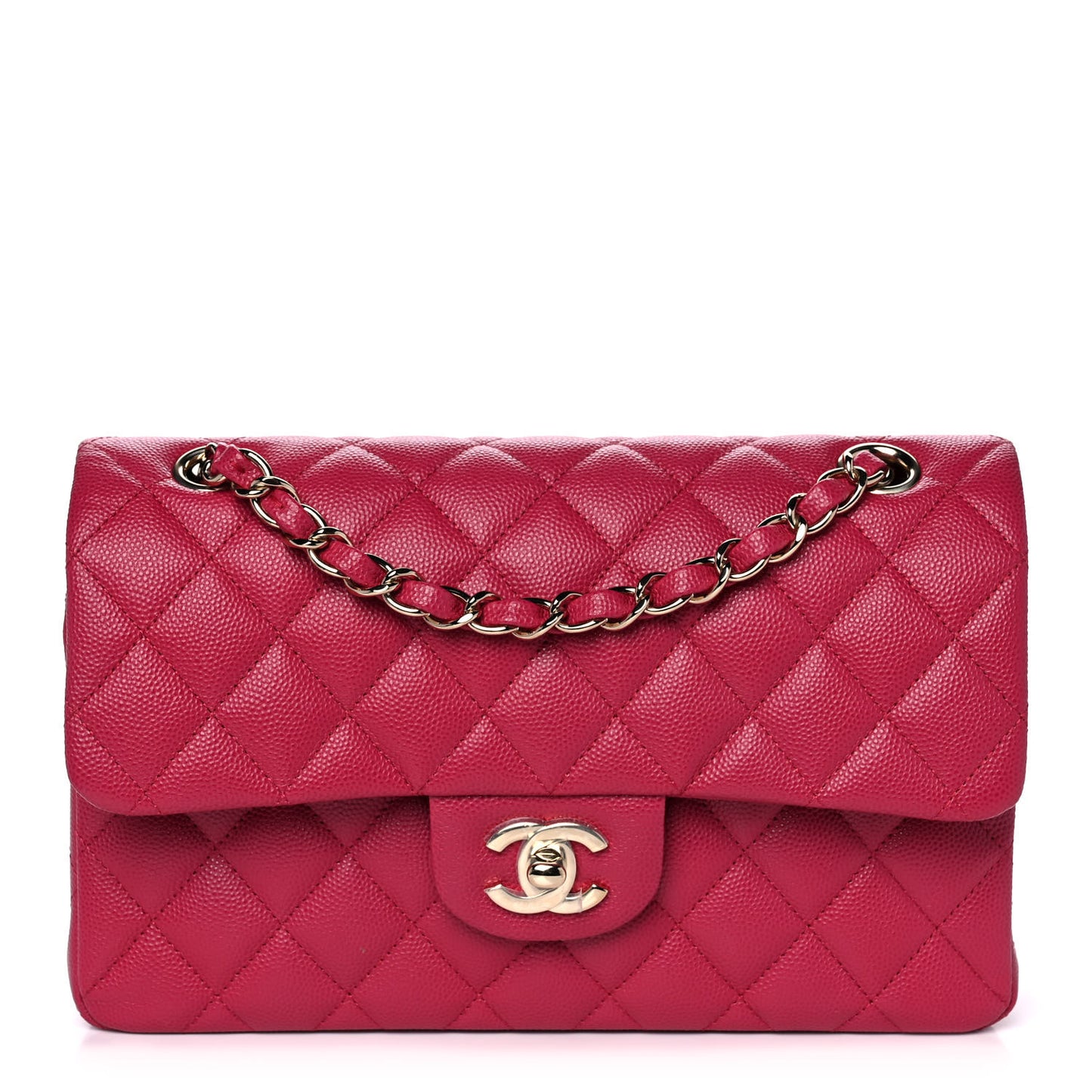 Caviar Quilted Small Double Flap Dark Pink