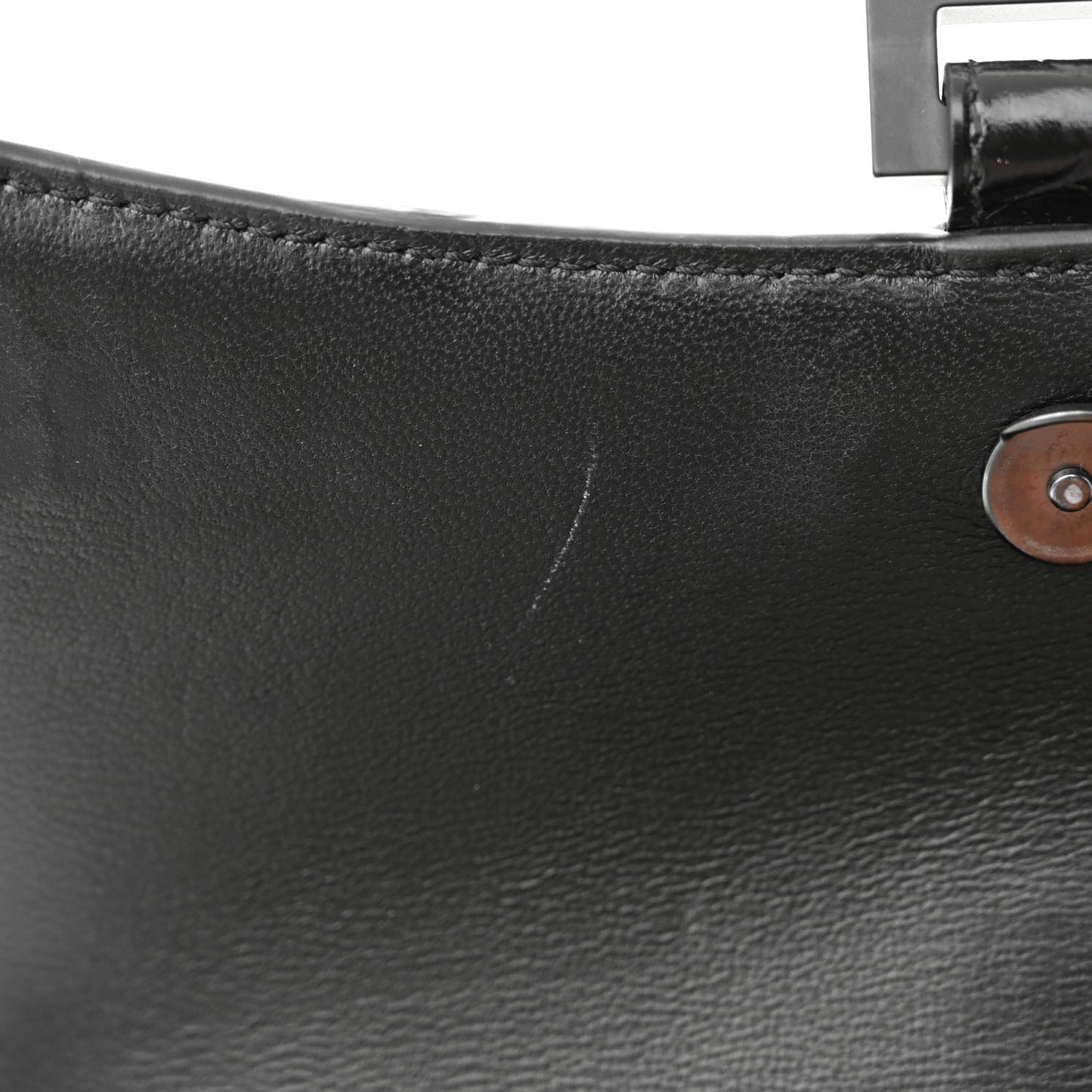 Shiny Calfskin Monochrome Crocodile Embossed Small Hourglass Evening Chain Bag Black