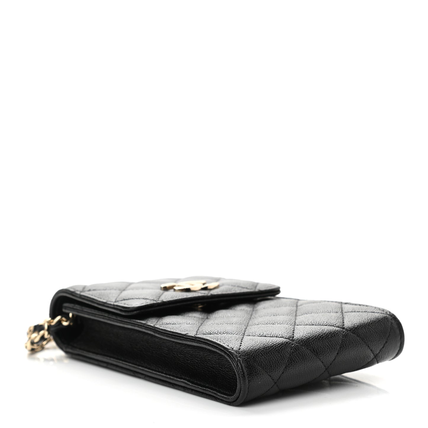 Caviar Quilted CC Airpods Pro and Phone Case With Chain Black