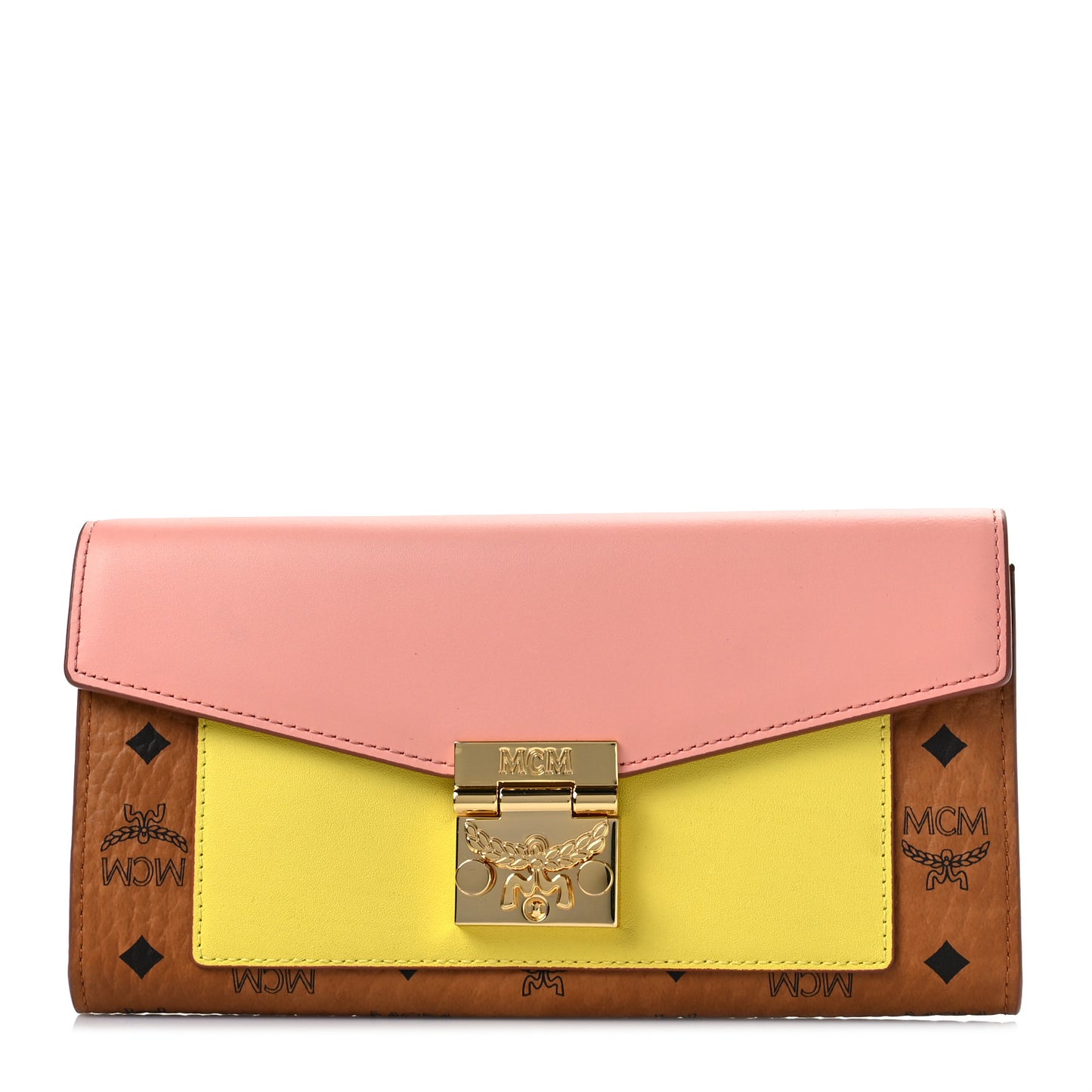 Visetos Large Patricia Wallet On Chain Block Pink Yellow