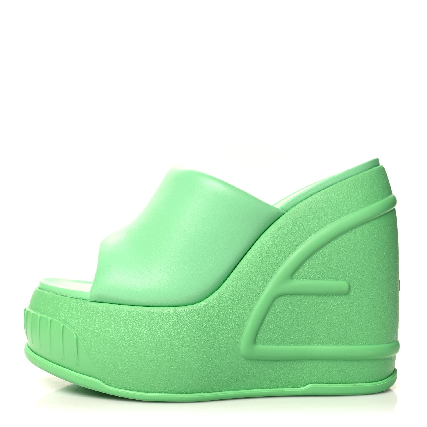 Green Fendi Sandals. Size 10 Fendi Nappa Fashion Show Platform 140mm Slide Sandals 38  main image 4