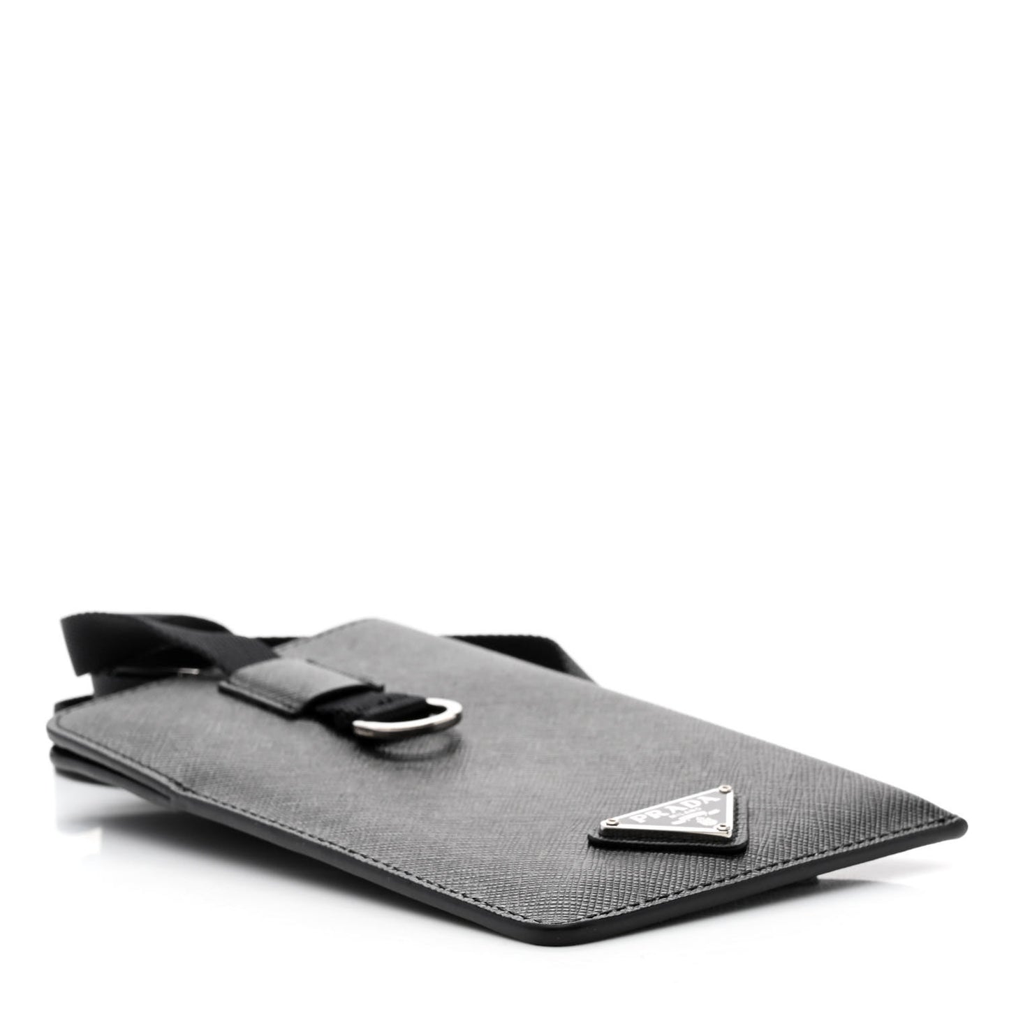 Saffiano Lanyard Card Case Black