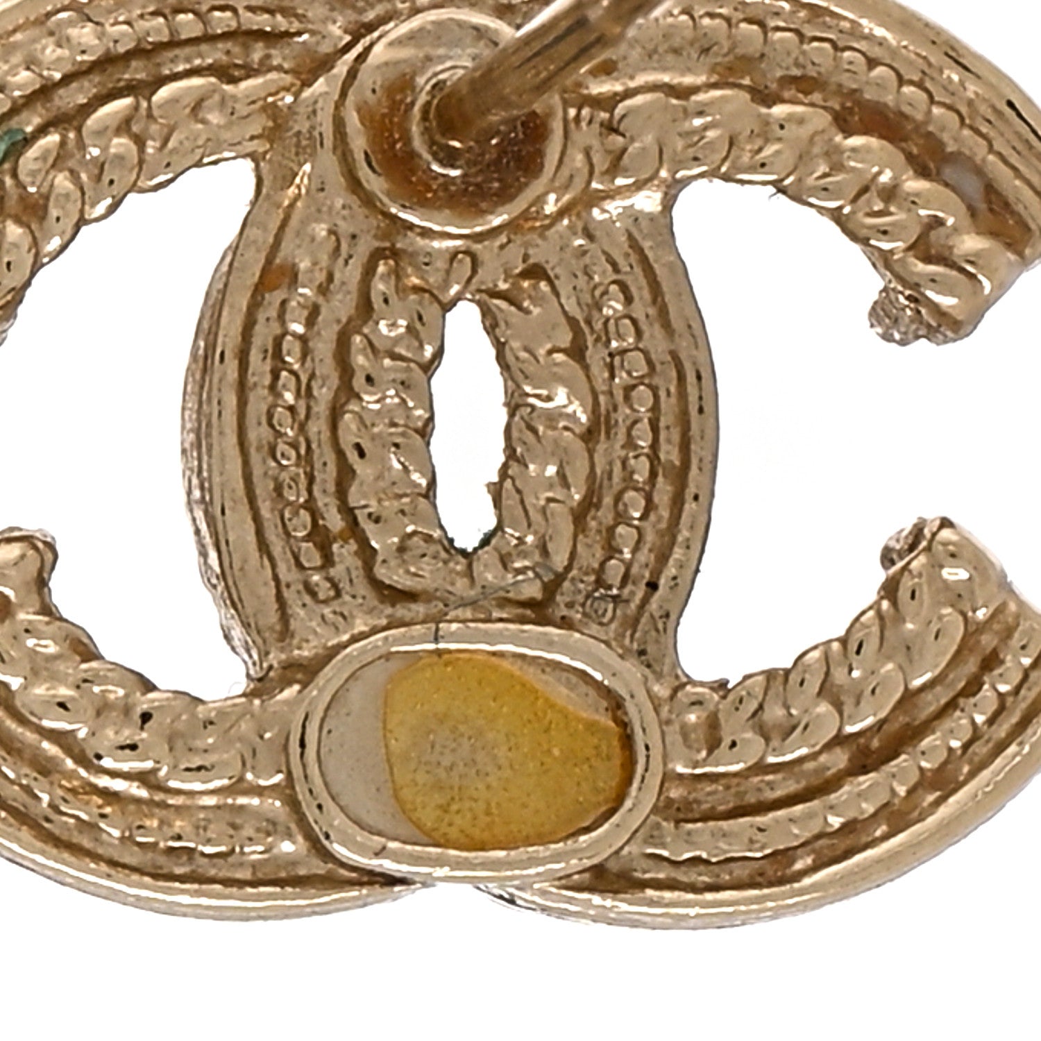 Chanel Crystal Pearl CC Earrings Gold 5 of 6