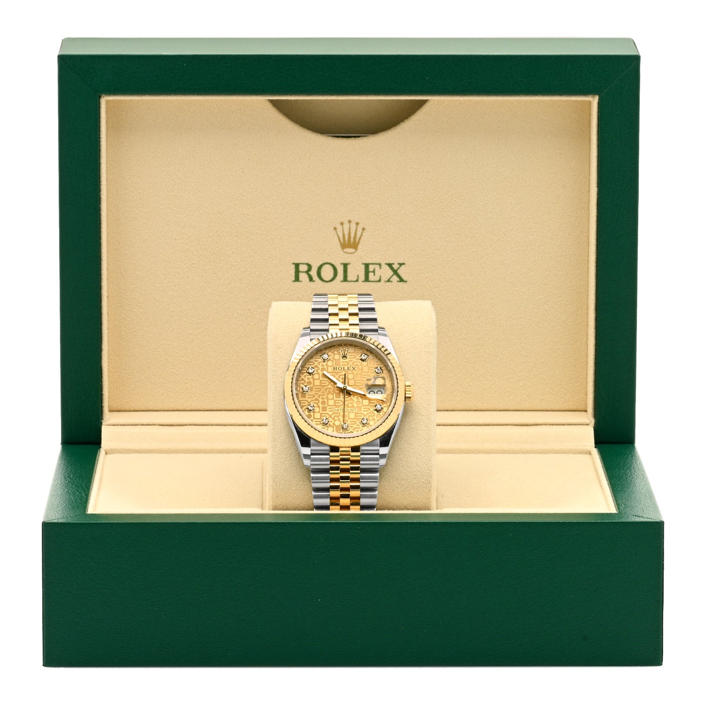 Stainless Steel 18K Yellow Gold Diamond 36mm Oyster Perpetual Datejust Watch Champagne Jubilee 126233