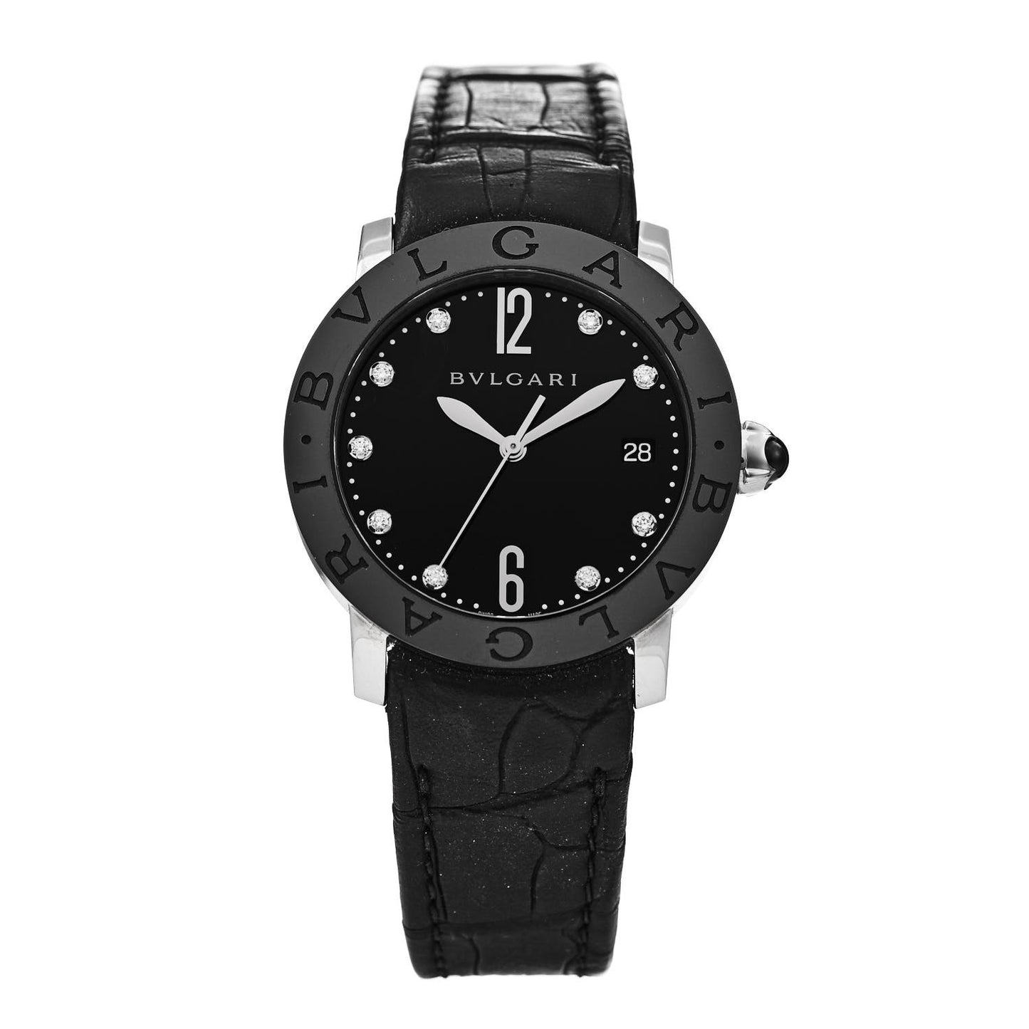 Stainless Steel Alligator Diamond 37mm Automatic Watch Black