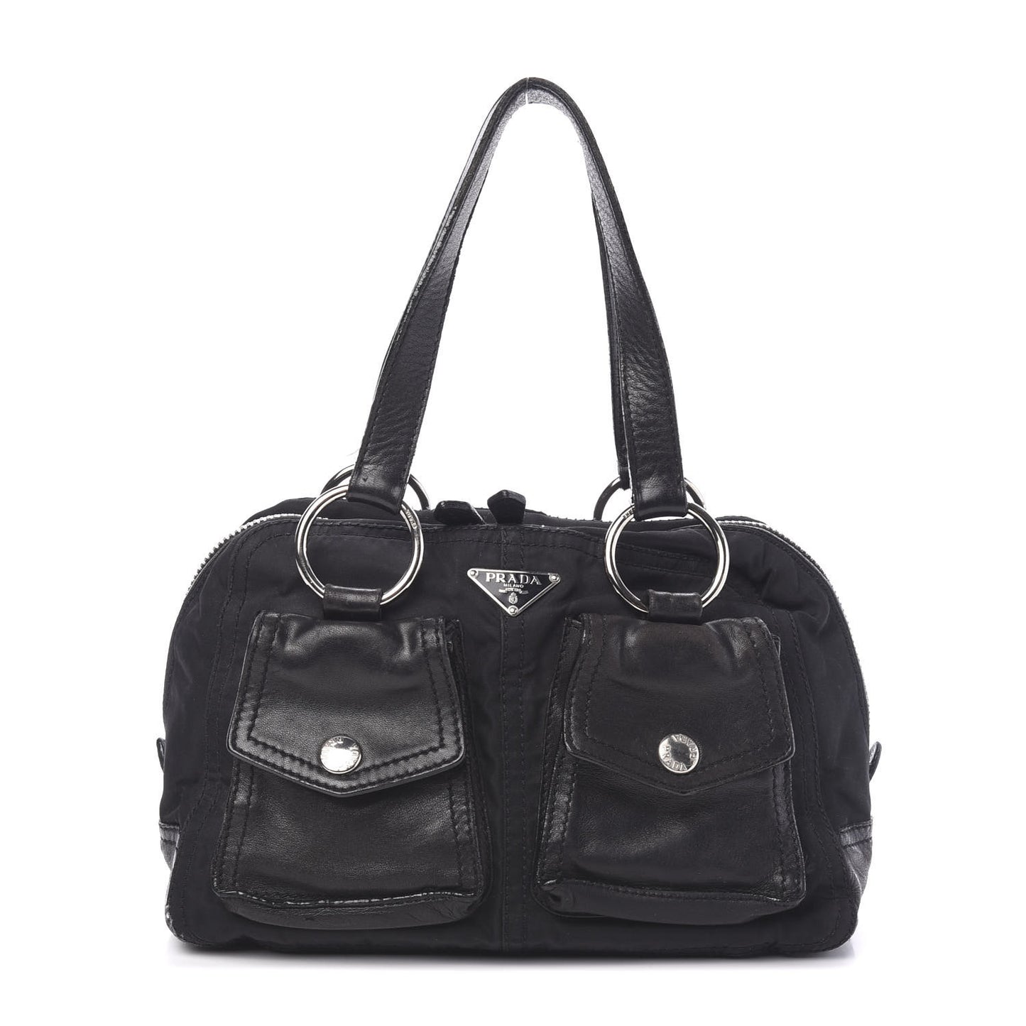Nappa Tessuto Nylon Shoulder Bag Black