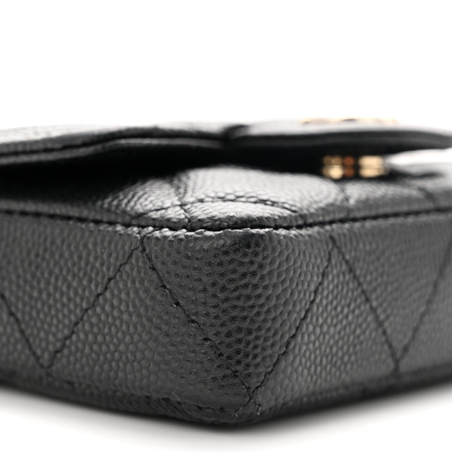 Caviar Quilted Mini Chain Belt Bag Black
