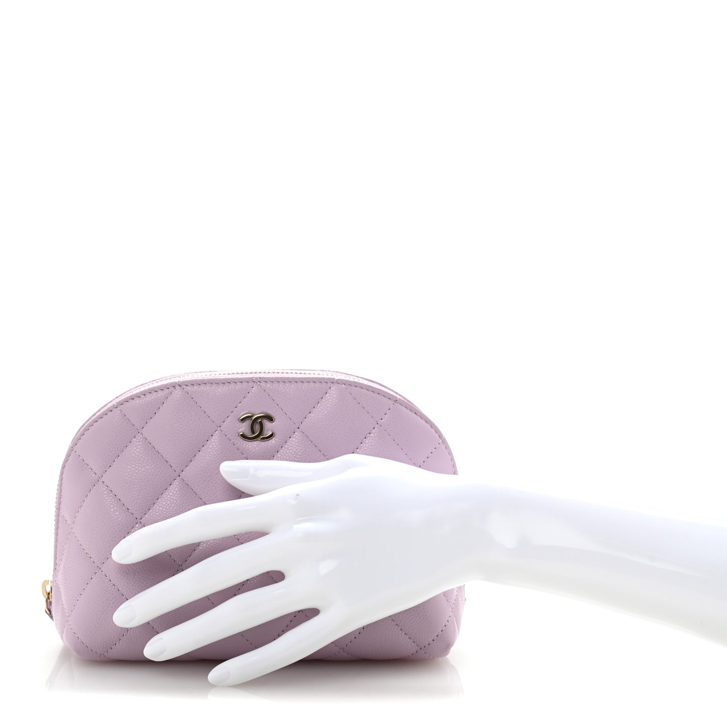 Caviar Quilted Cosmetic Case Light Purple