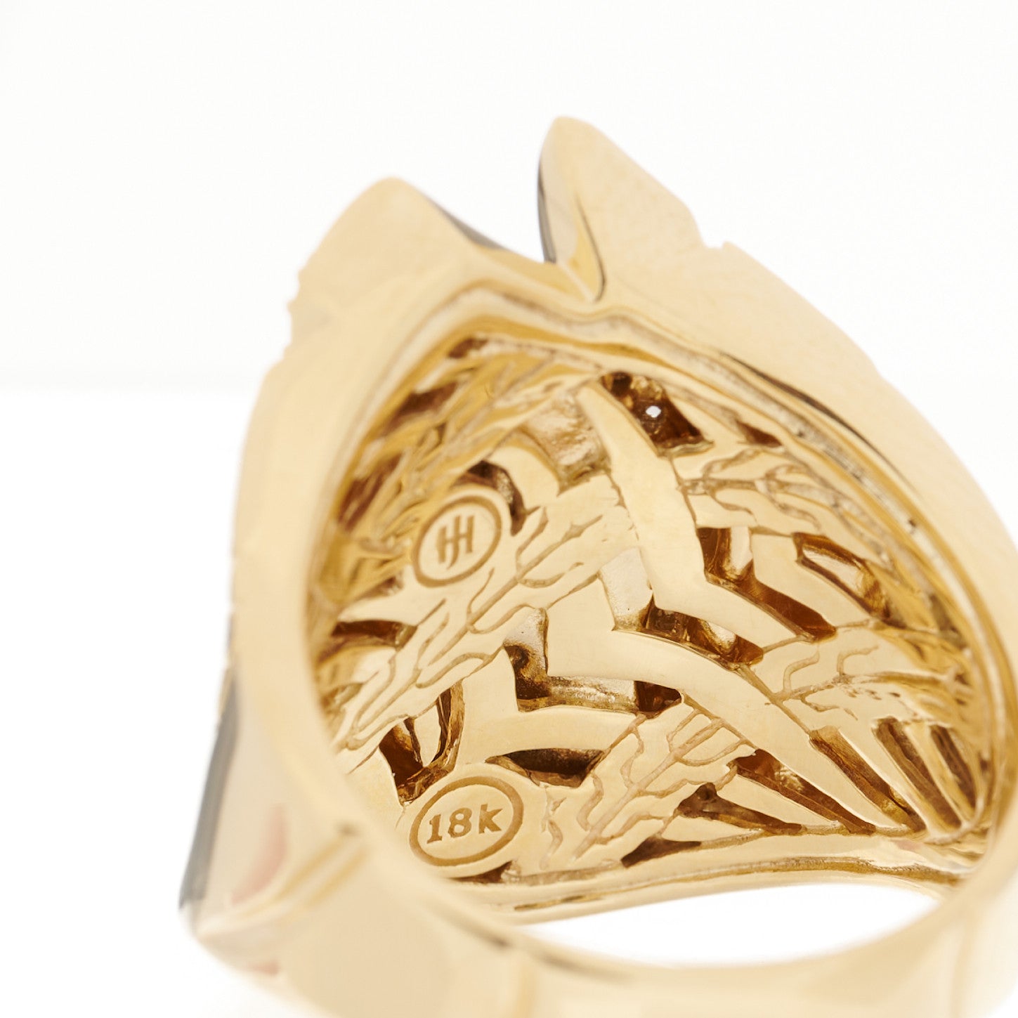 John Hardy 18K Yellow Gold Grey Diamond Lahar Dome Ring 54 7 5 of 6