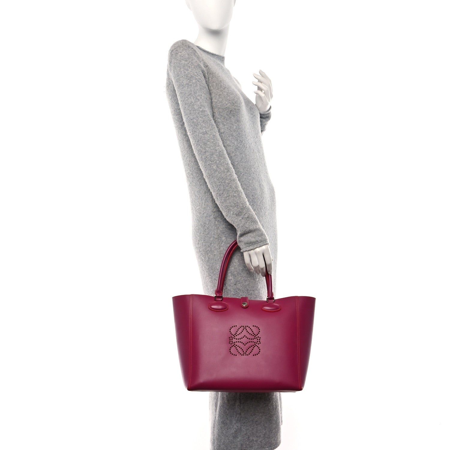 Loewe Smooth Calfskin Perforated Leo Bag Fuchsia 2 of 13