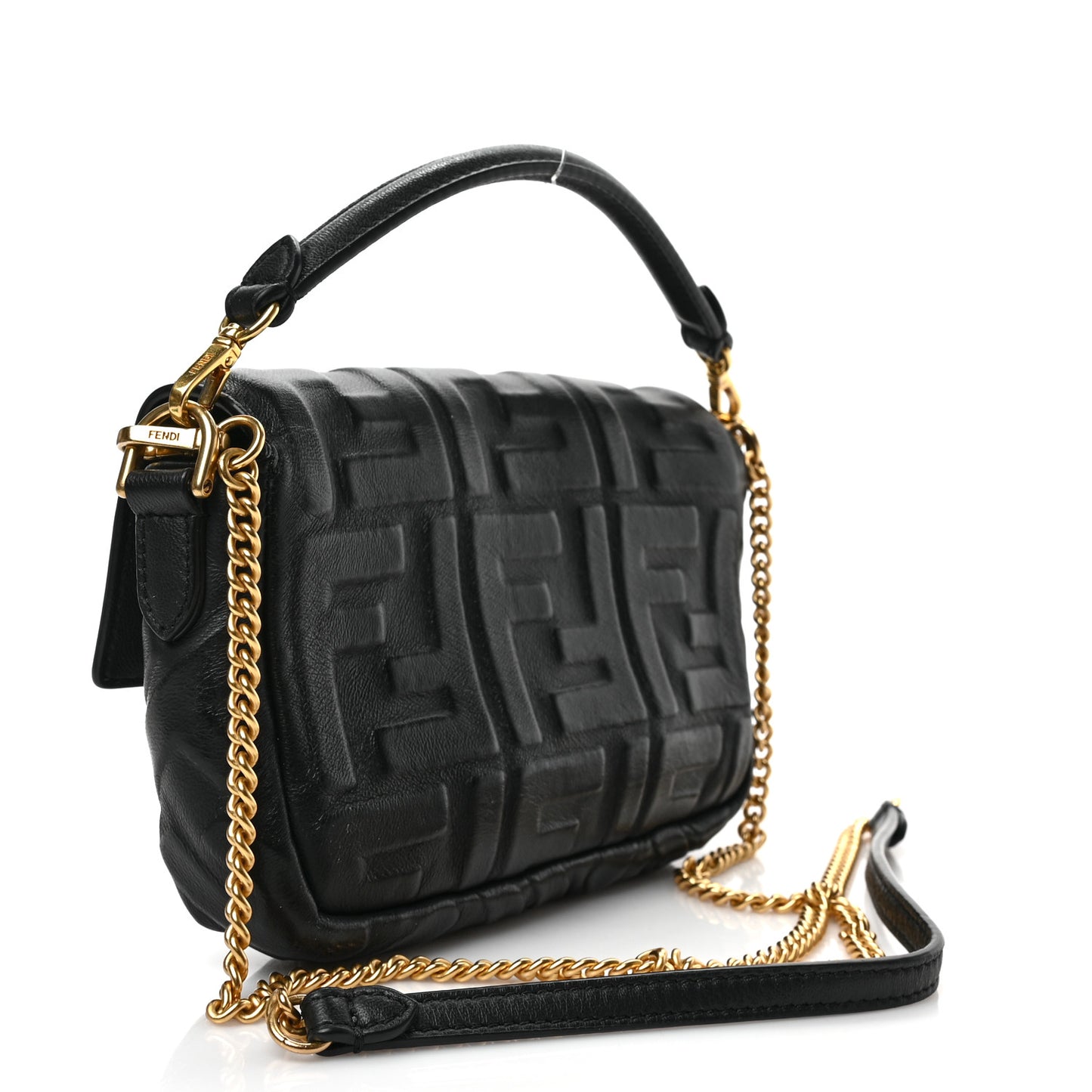 Nappa FF 1974 Embossed Mini Baguette Black