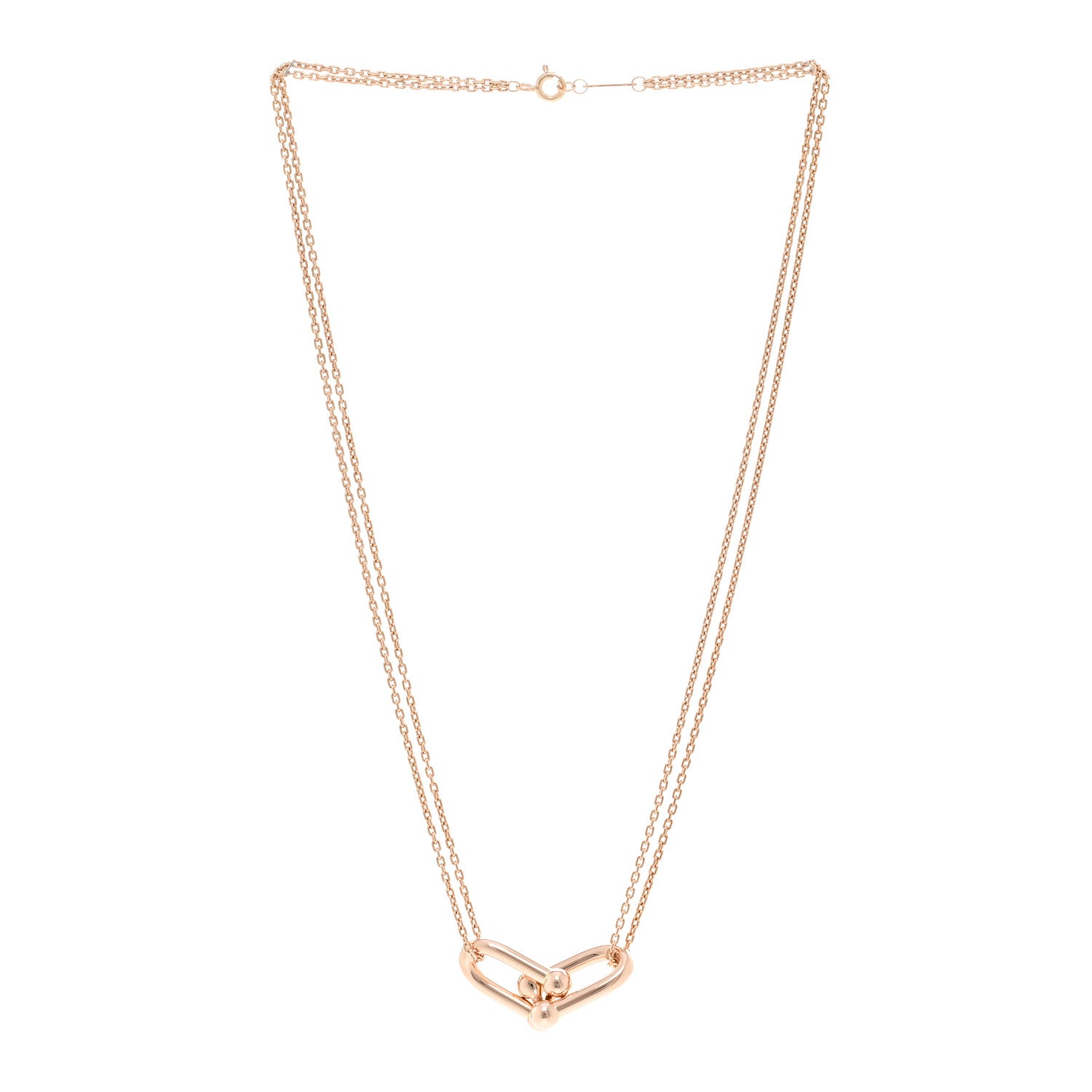 Tiffany 18K Rose Gold HardWear Double Link Pendant Necklace 3 of 5
