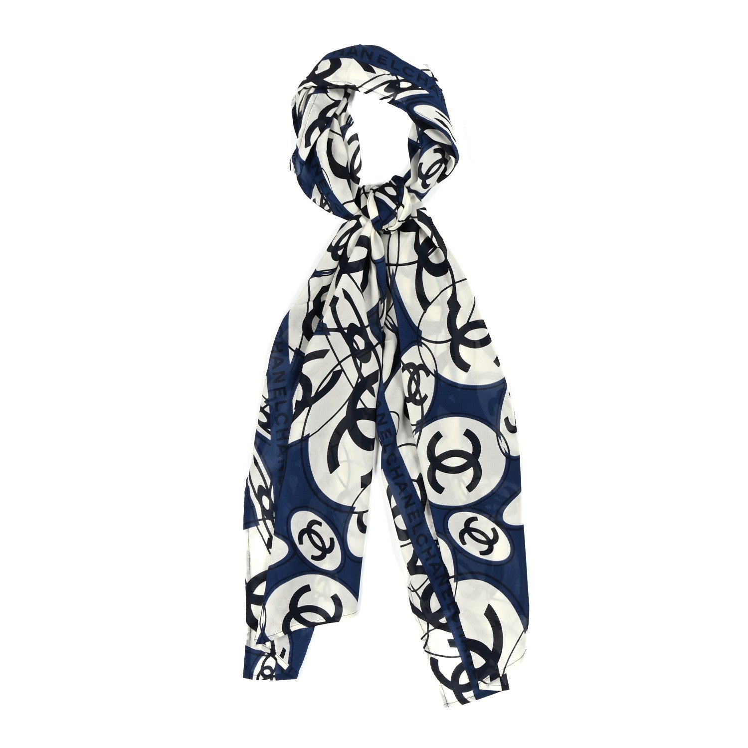 美品☆CHANEL シャネル☆ストライプ シルクスカーフ ネイビー×ホワイト Chanel Silk CC Square Scarf White Blue 1830787 – FASHIONPHILE