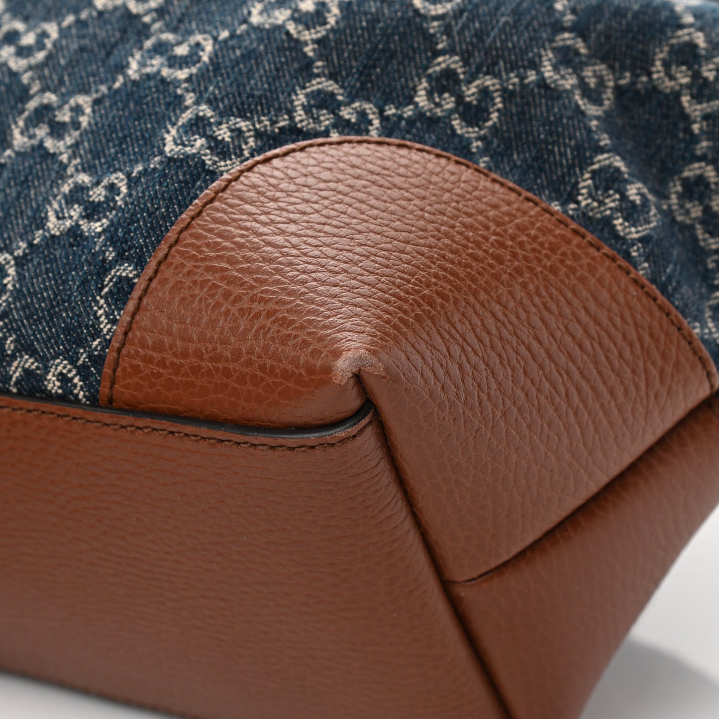 New Denim GG Monogram Medium Ophidia Shopping Tote Blue Tea Cuir