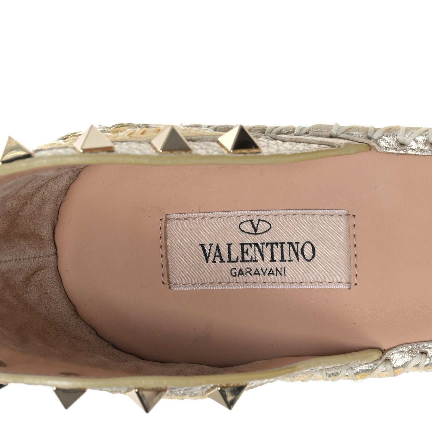 Raffia Rockstud Ankle Strap Espadrille 15/105mm Wedge Sandals 41 Naturale Silver