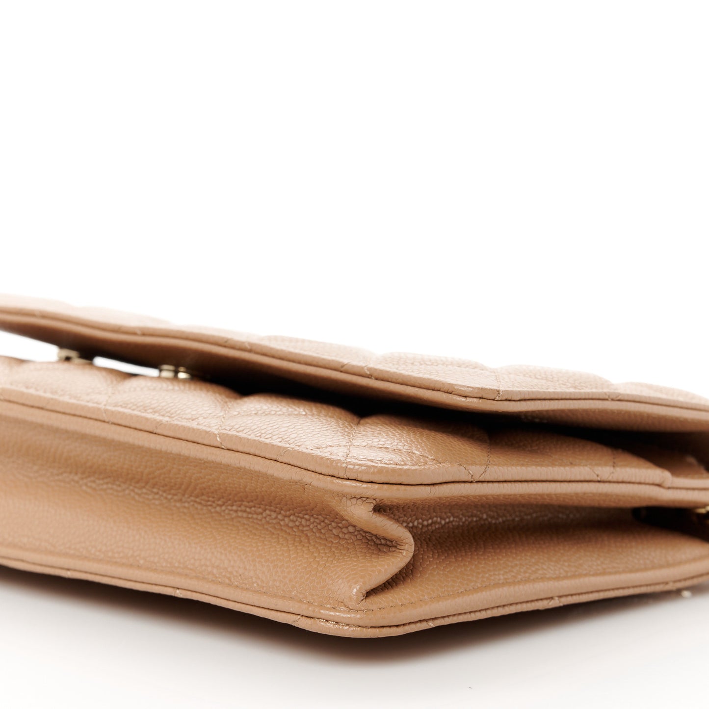 Caviar Quilted Wallet on Chain WOC Dark Beige