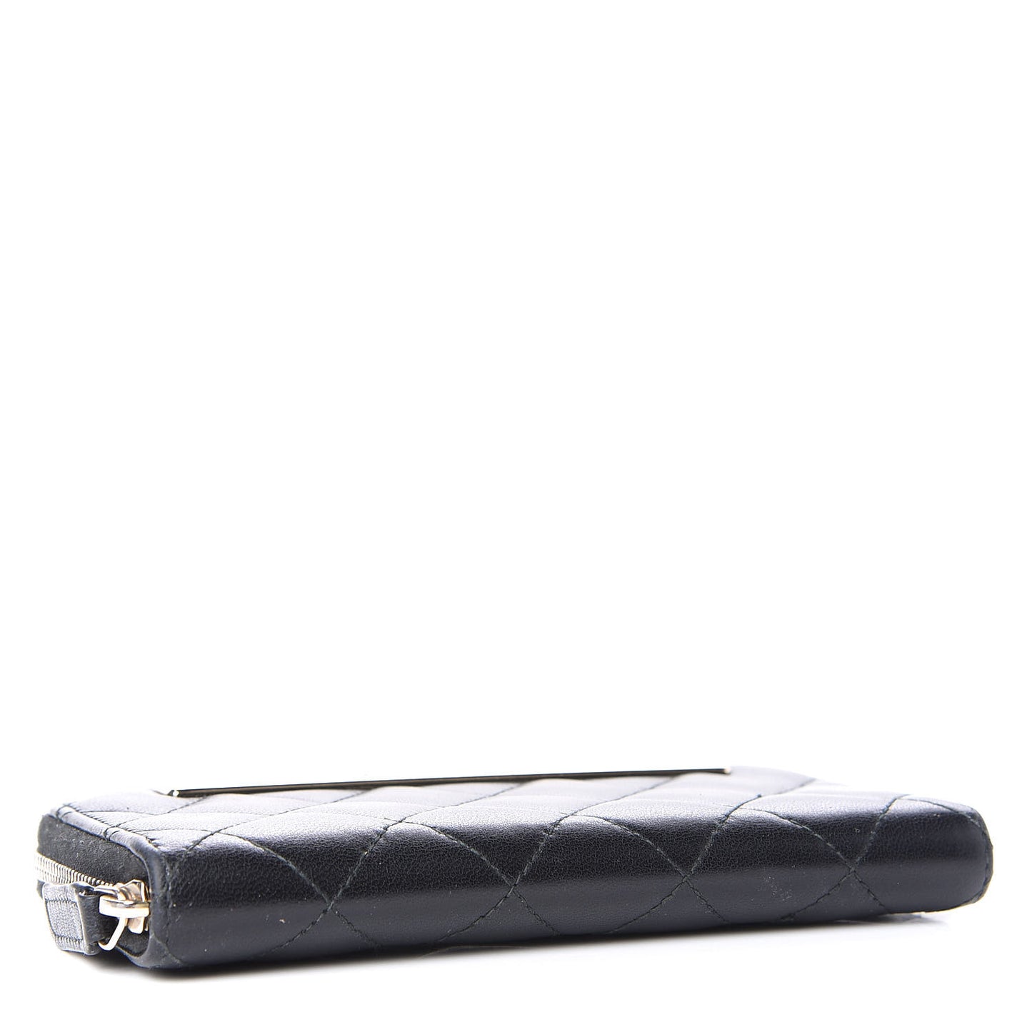 Lambskin Quilted Small Trendy CC Zip Around Wallet Black
