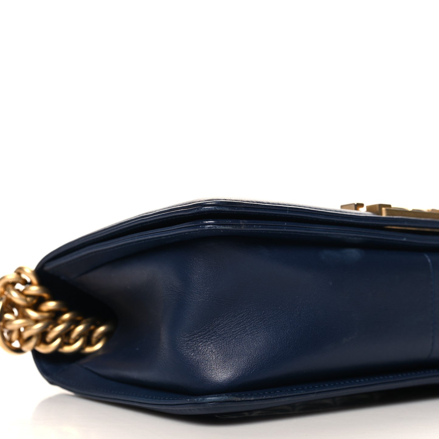 Lambskin Quilted Medium Boy Flap Dark Blue