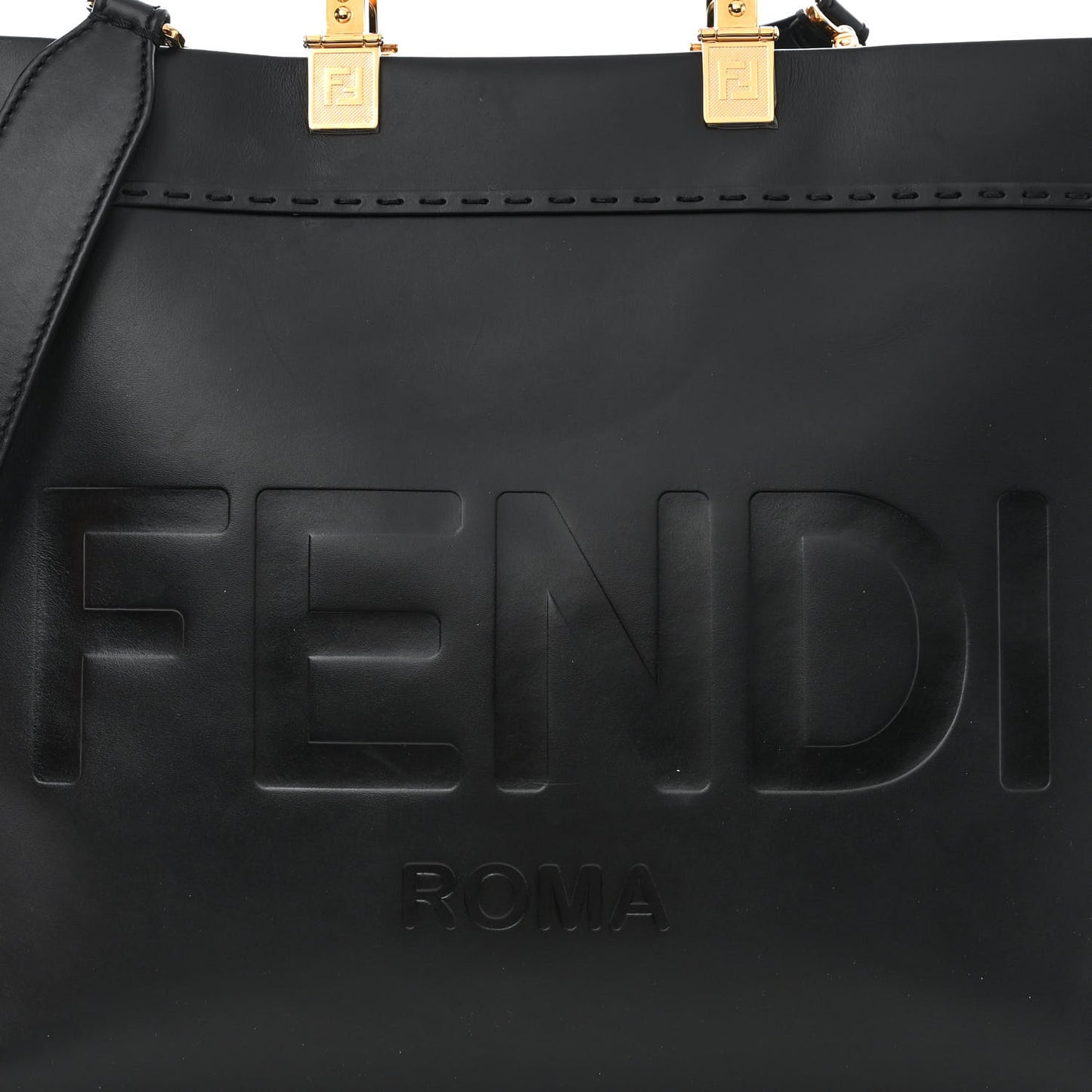 Vitello King Plexiglass Medium Fendi Sunshine Shopper Tote Black
