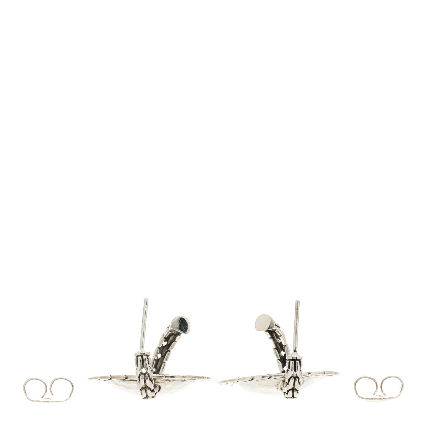 Sterling Silver Classic Chain Hammered Disc Drop Earrings