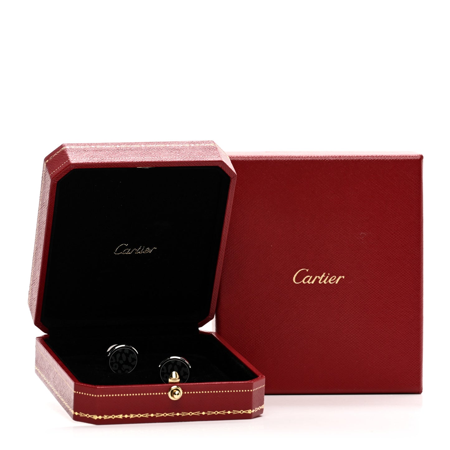Sterling Silver Palladium Black Lacquer Panthere Cufflinks