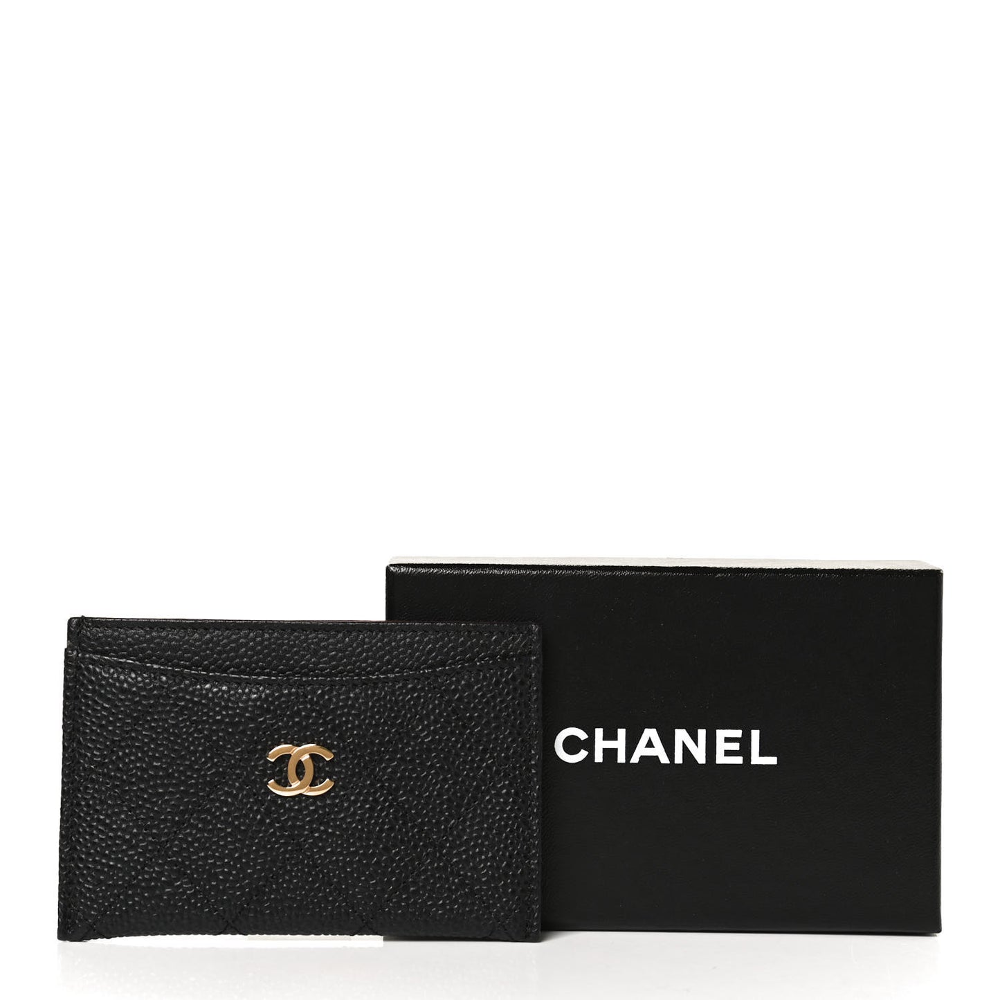Caviar Quilted Card Holder Black