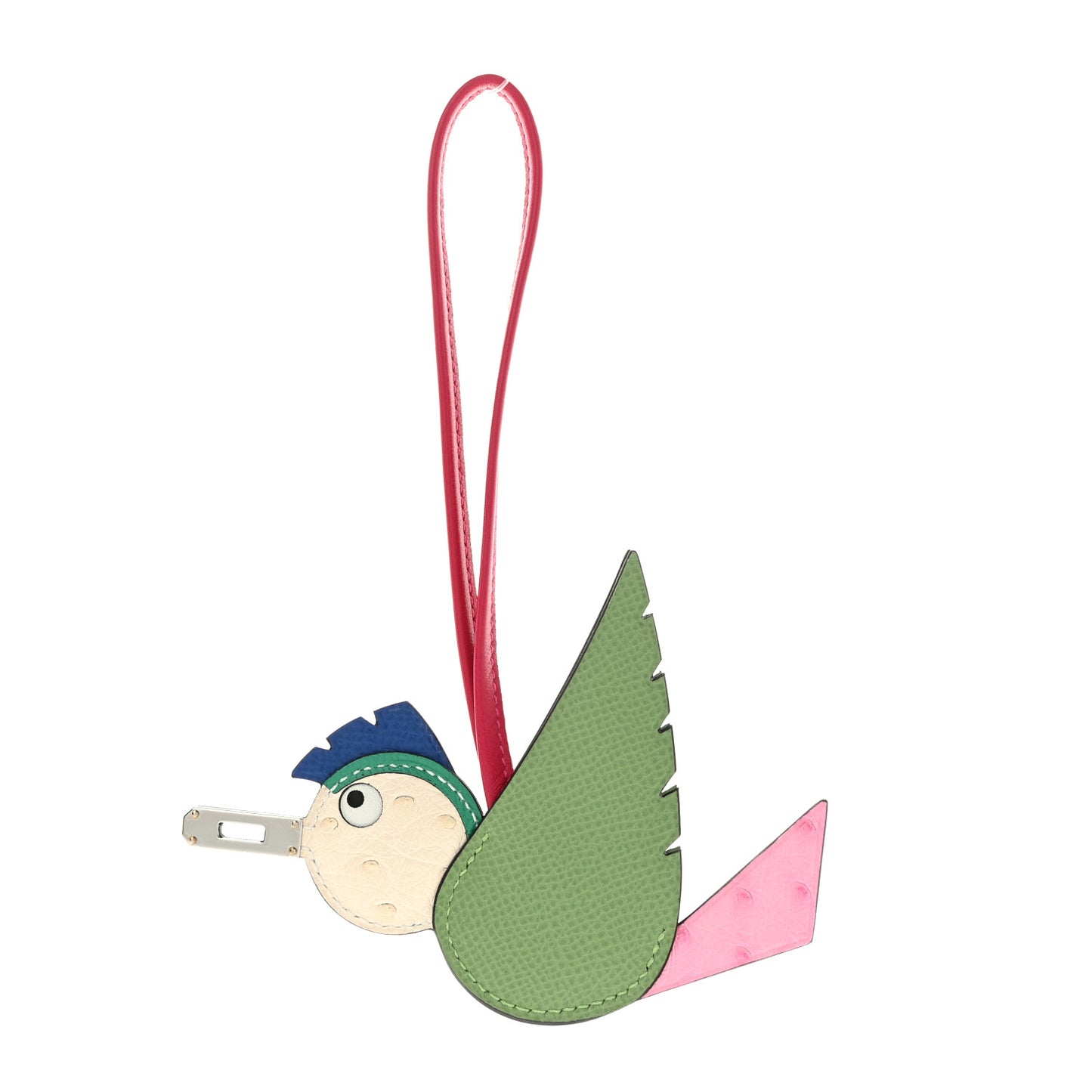 Ostrich Epsom Swift Birdy Bag Charm Vert Criquet Bubblegum Nata Menthe Bleu France Framboise