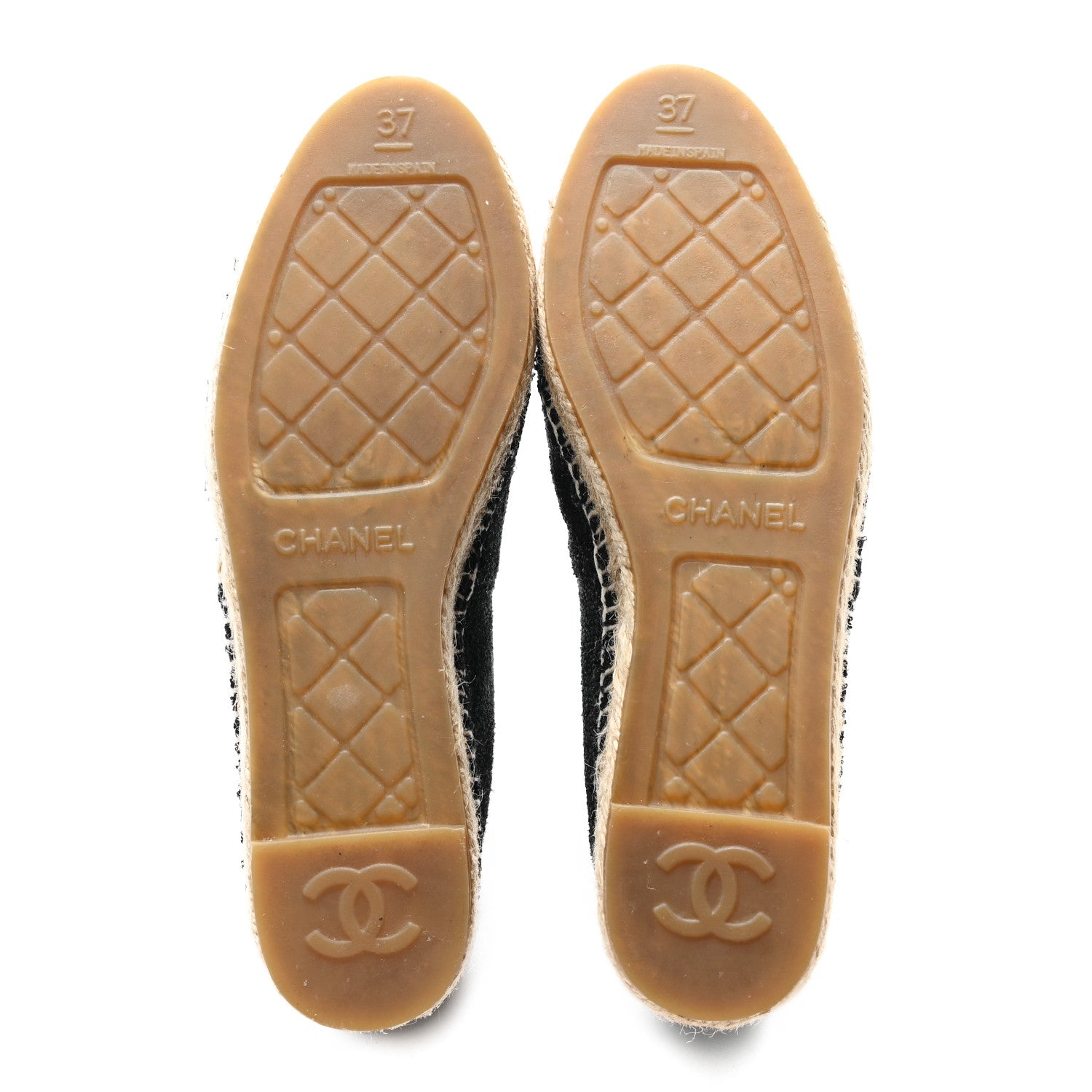 Chanel Tweed Lambskin Patent CC Espadrilles 37 Black 6 of 11
